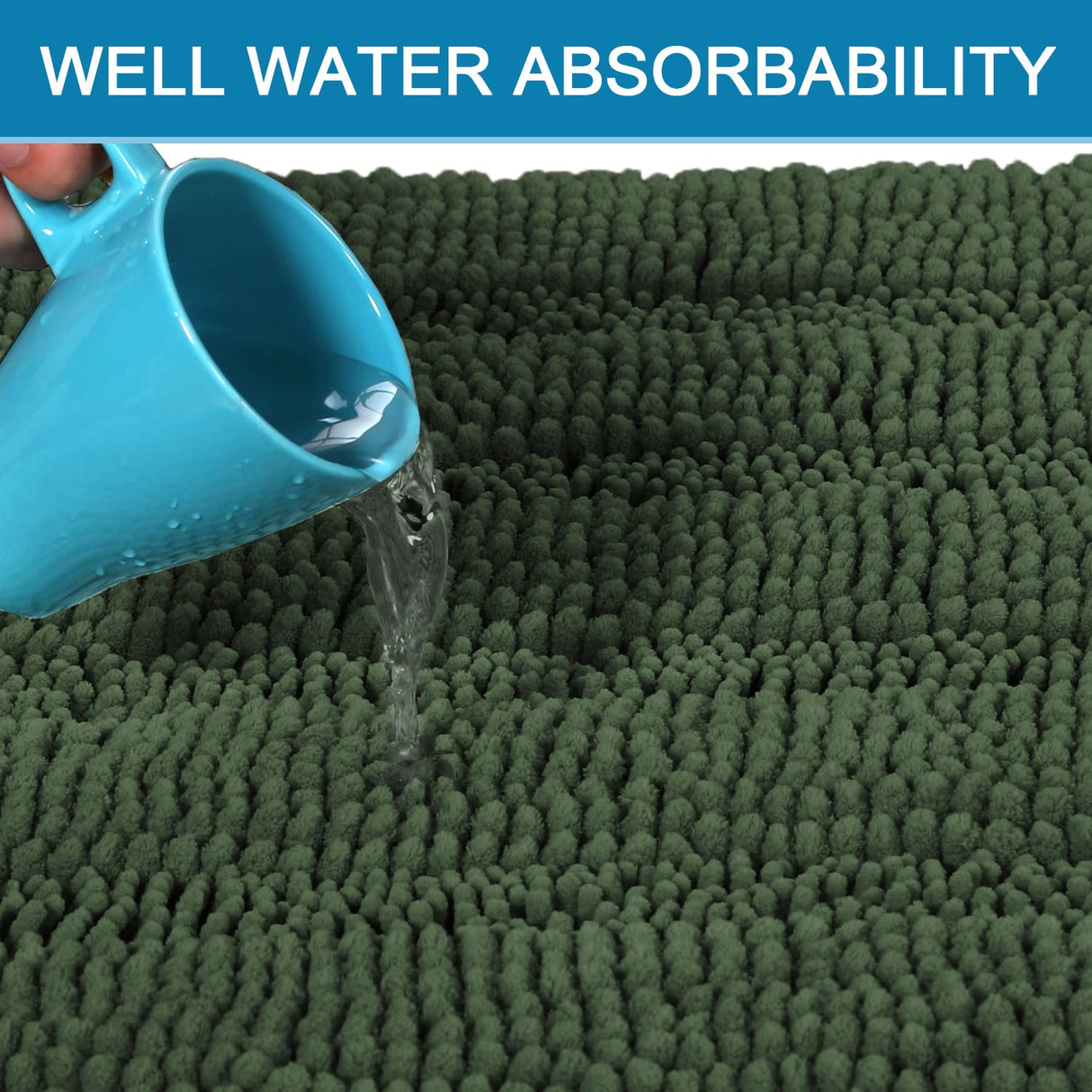 PrimeBeau Luxury Chenille Striped Bath Mats Set | Ultra Thick & Absorbent Non Slip Rugs 20“ x 32"