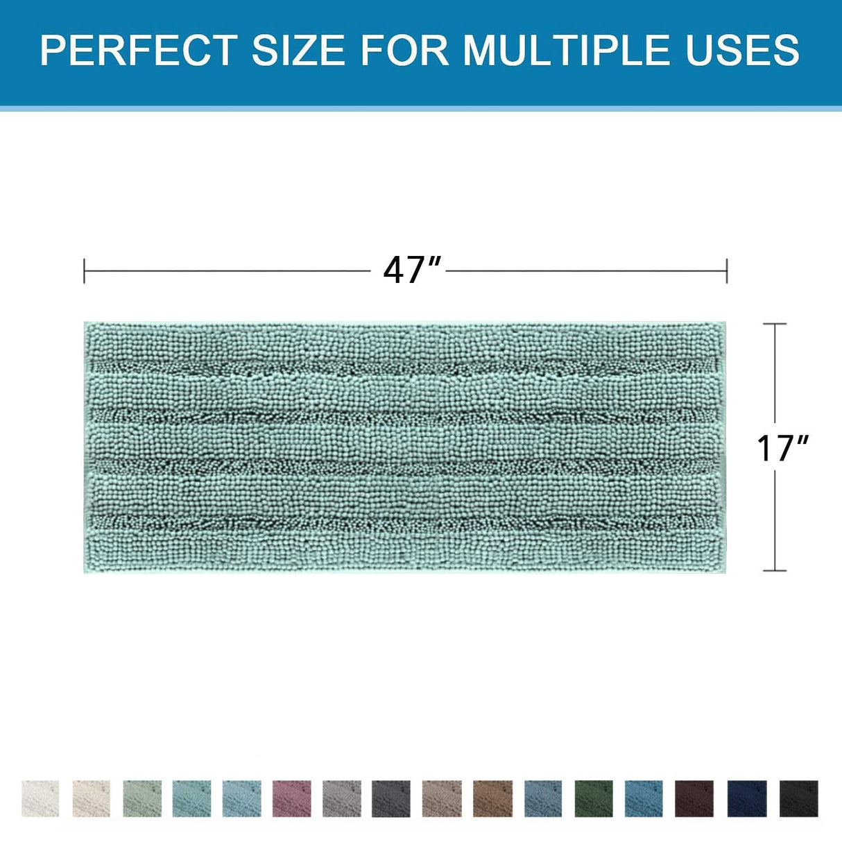 PrimeBeau Luxury Chenille Striped Bath Mats Set | Ultra Thick & Absorbent Non Slip Rugs 47“ x 17"