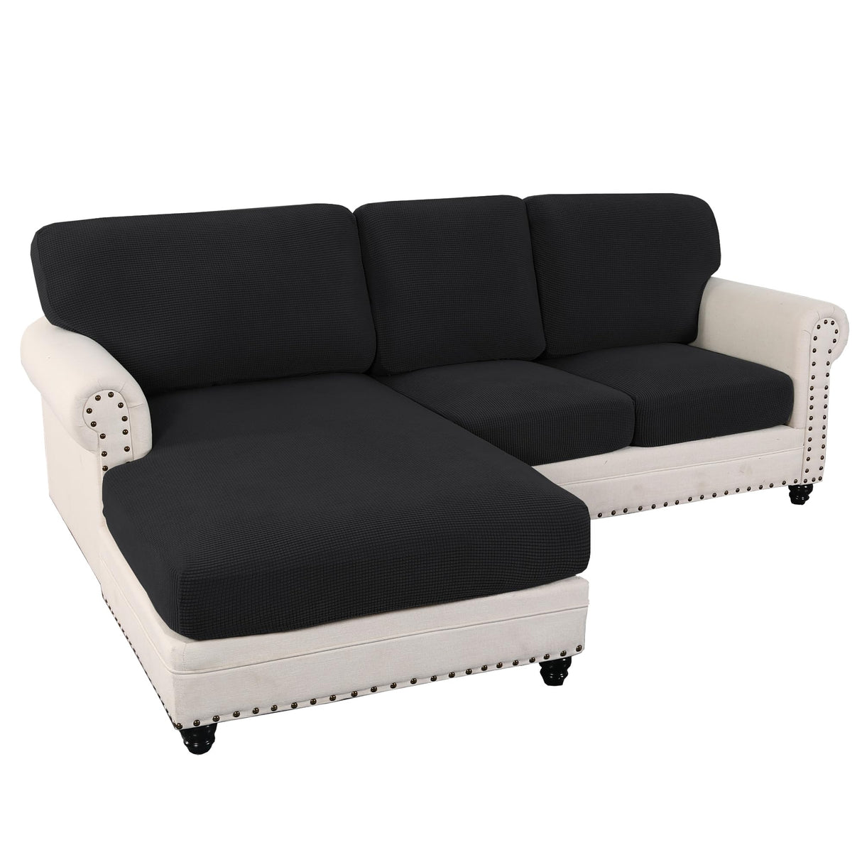 PrimeBeau 2024 New Sectional Couch Covers 6 Pieces Stretch Sofa Cover for Sectional Sofa Set Separate L Shaped Couch Cover for Both Left/Right Couch (Seat and Back: 1 Chaise for Loveseat)