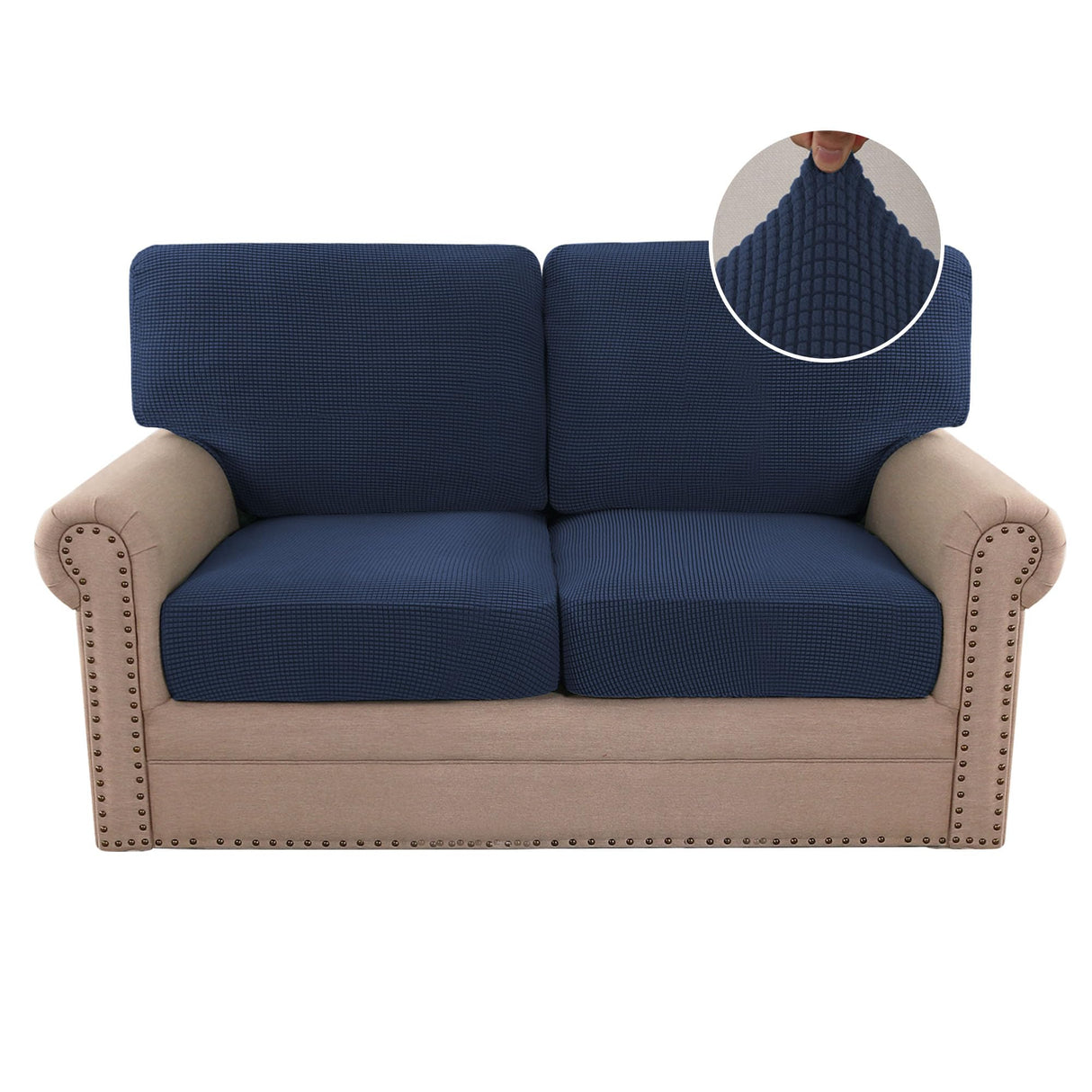 PrimeBeau 2024 New Trend Multi-Pieces Sofa Covers Stretch Couch Covers Form Fitted Seats and Back Cushions Covers (2 Seat Covers Plus 2 Back Cusion Covers, Bonus 2 Armrest Covers)