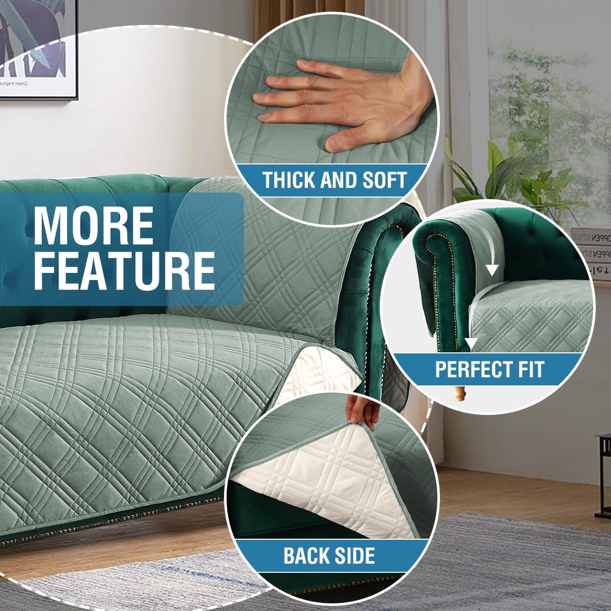 PrimeBeau 100% Waterproof Oversized Armchair Couch Covers Traditional Chesterfield Sofa Covers with Extra Long Armrest Cover Waterproof and Washable Thick Couch Cover for Dogs (1 Piece)