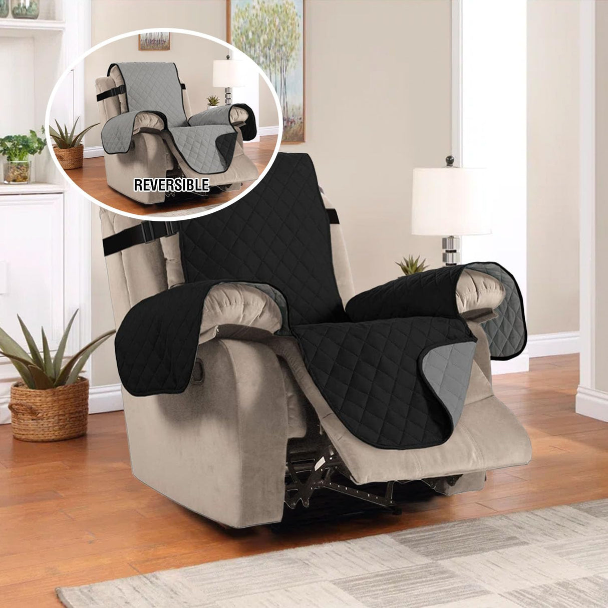 PrimeBeau Reversible Quilted Recliner & Oversize Recliner Covers - Stylish Furniture Protection & Decor Enhancement