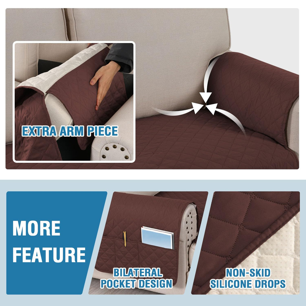 PrimeBeau 2 Piece L Shaped Couch Covers for Sectional Sofa Couch Cover with Chaise Lounge 100% Waterproof Furniture Covers for Pets