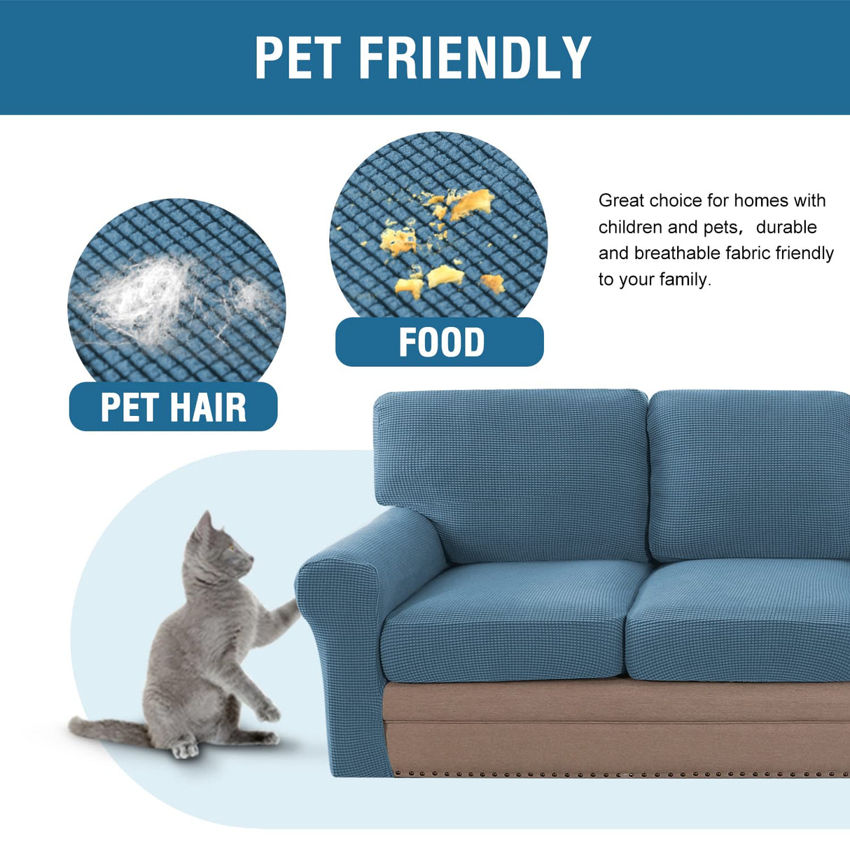 PrimeBeau 2024 New Trend Multi-Pieces Sofa Covers Stretch Couch Covers Form Fitted Seats and Back Cushions Covers (3 Seat Covers Plus 3 Back Cusion Covers, Bonus 2 Armrest Covers)