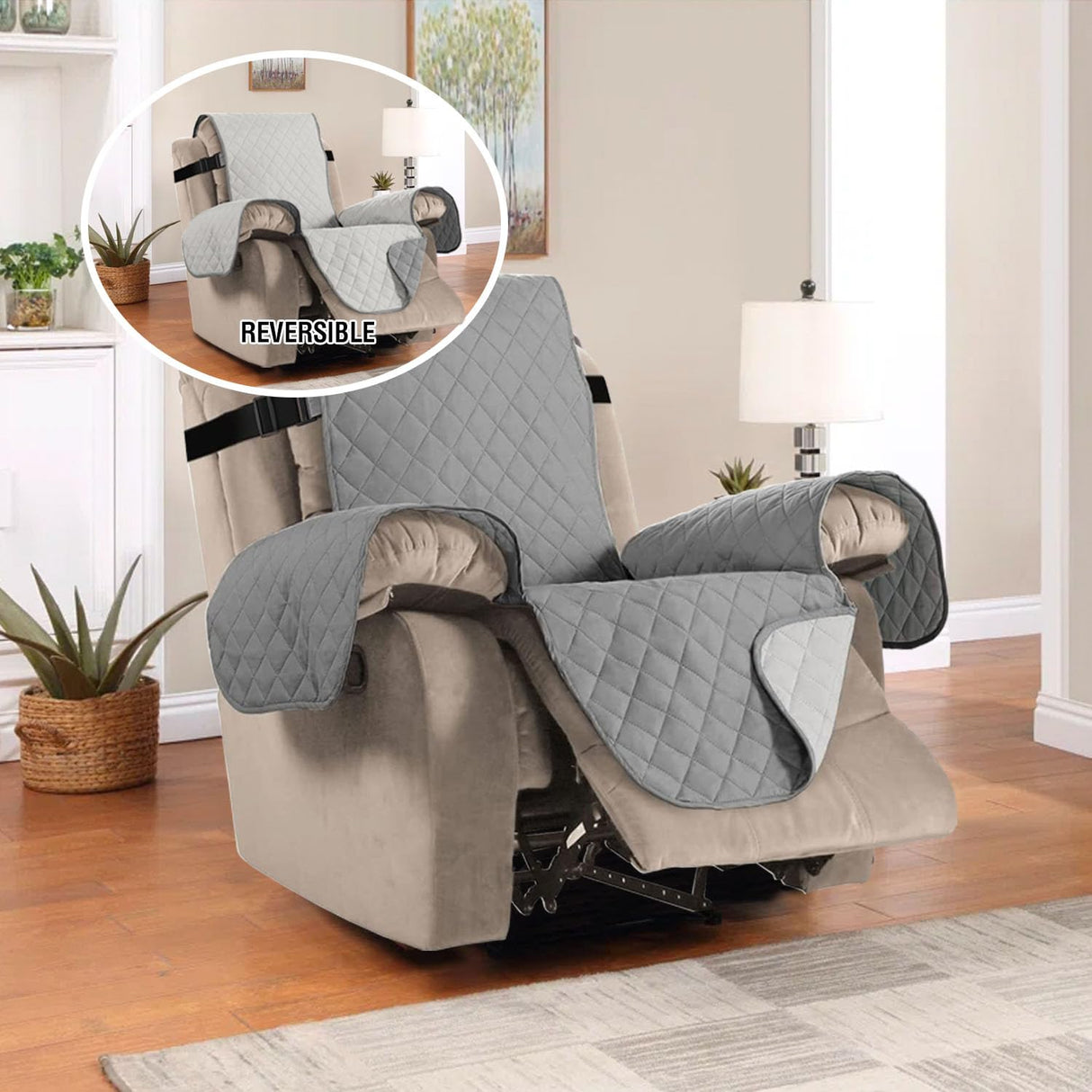PrimeBeau Reversible Quilted Recliner & Oversize Recliner Covers - Stylish Furniture Protection & Decor Enhancement