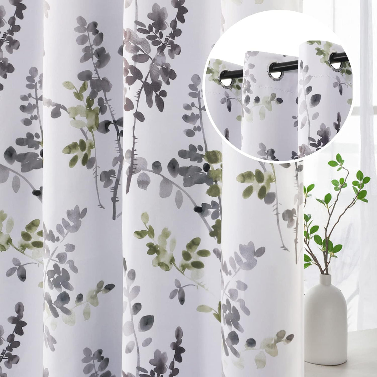 H.Versailtex 2 Panels Vintage Classical Floral Printing Room Darkening Thermal Curtains
