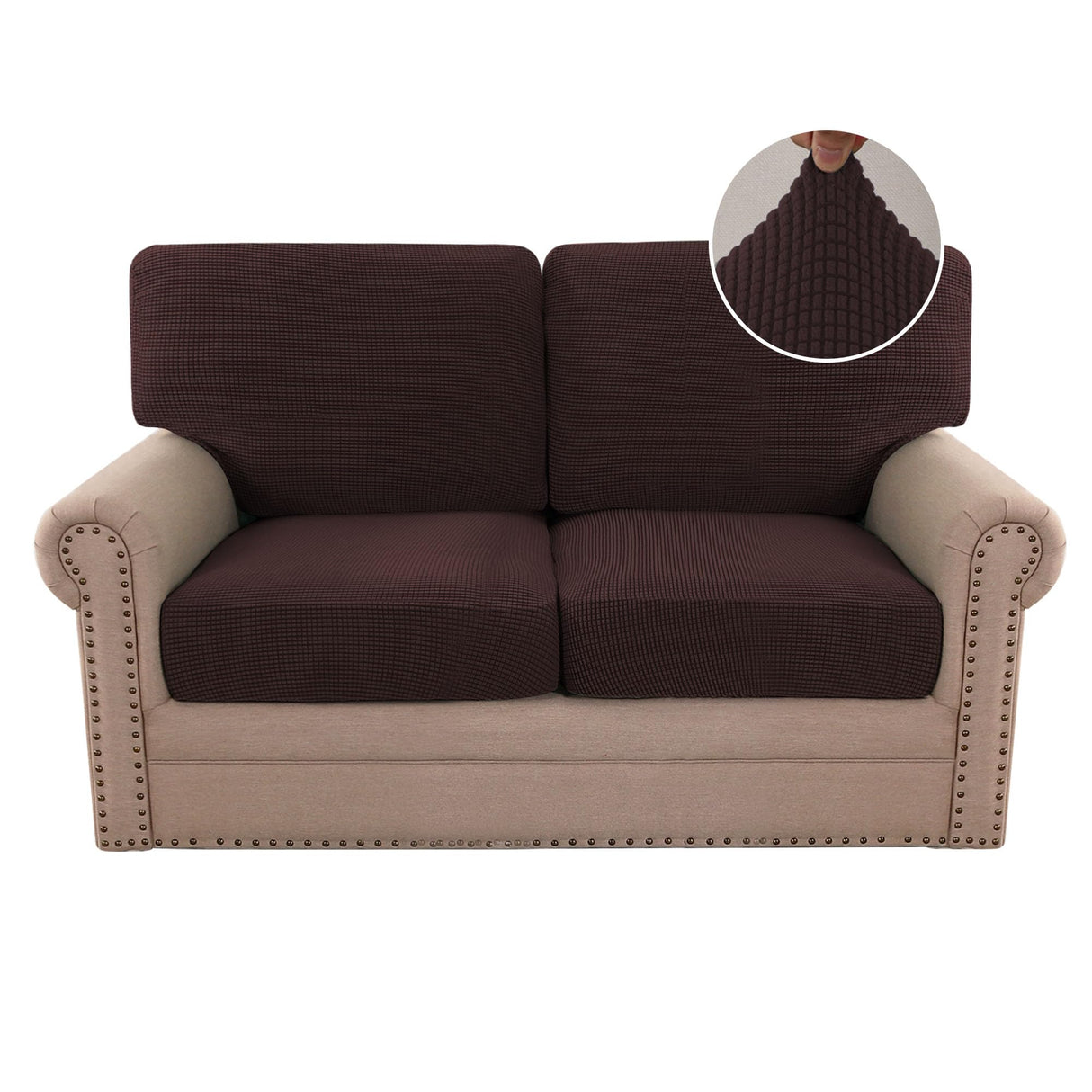 PrimeBeau 2024 New Trend Multi-Pieces Sofa Covers Stretch Couch Covers Form Fitted Seats and Back Cushions Covers (2 Seat Covers Plus 2 Back Cusion Covers, Bonus 2 Armrest Covers)