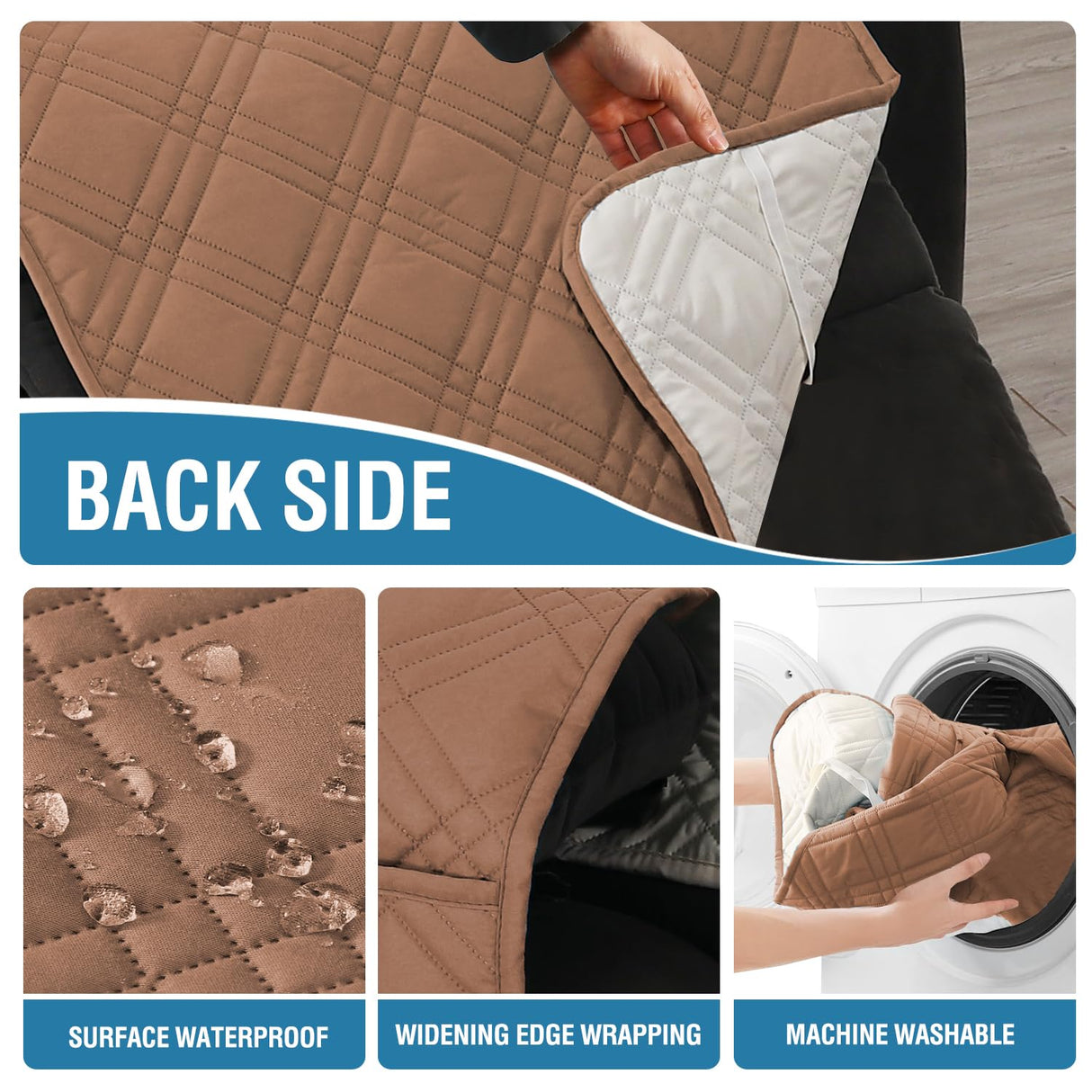 H.VERSAILTEX 100% Waterproof Recliner Chair Covers Large Size Oversized 1-Piece Recliner Covers for Large Recliner with Elastic Straps Sitting Width Up to 28" (Oversized Recliner, Terracotta/Beige)