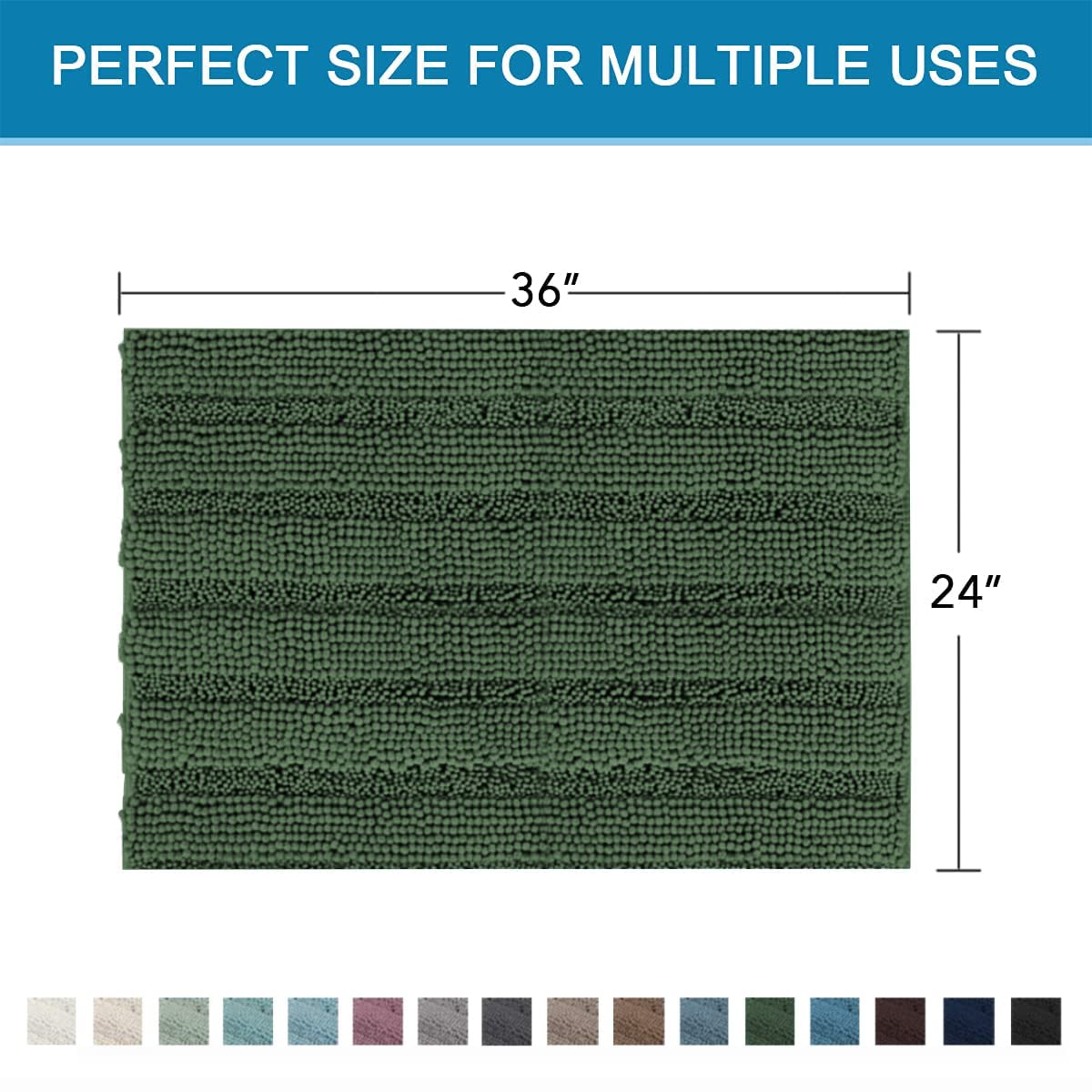 PrimeBeau Luxury Chenille Striped Bath Mats Set | Ultra Thick & Absorbent Non Slip Rugs 24“ x 36"