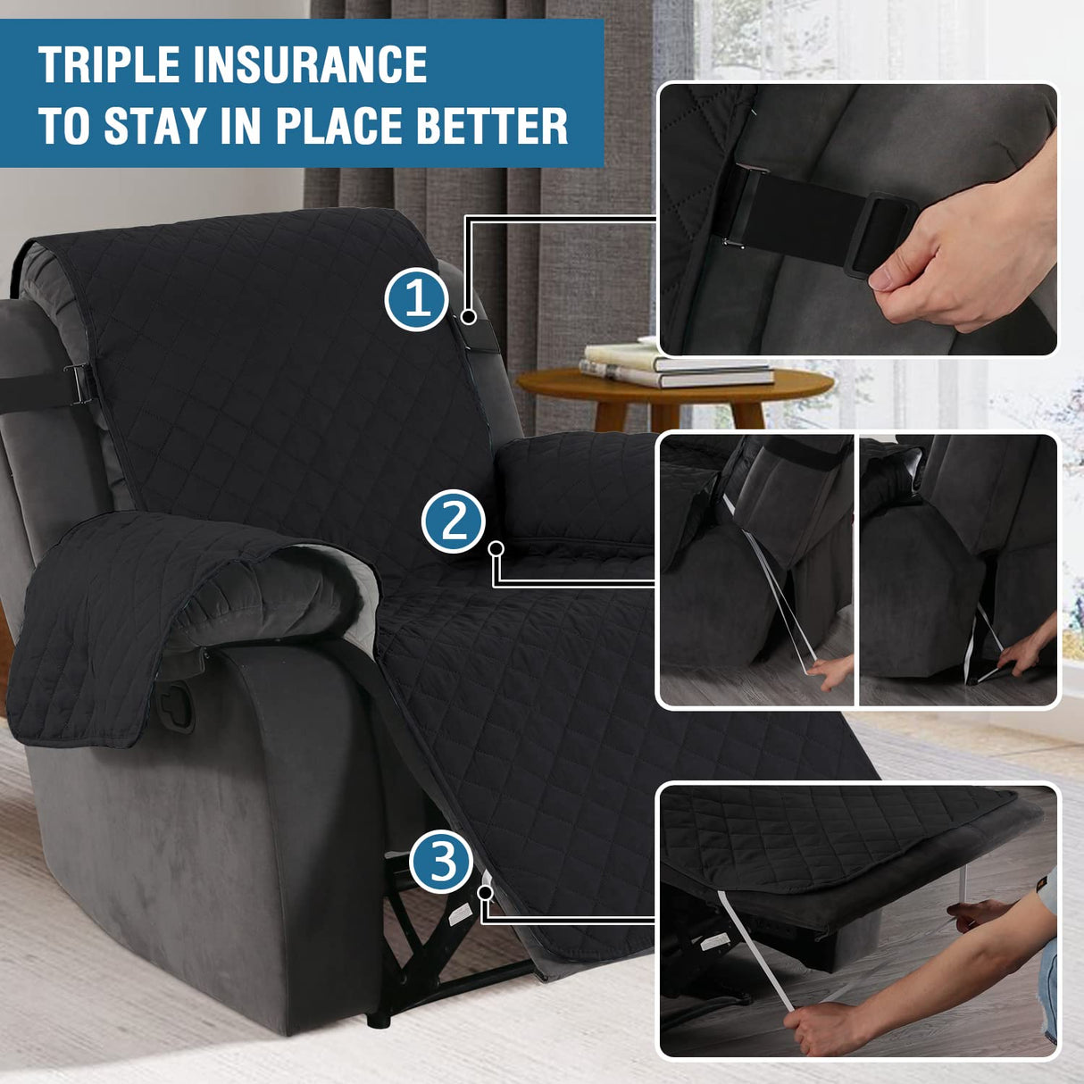 PrimeBeau Reversible Quilted Recliner & Oversize Recliner Covers - Stylish Furniture Protection & Decor Enhancement