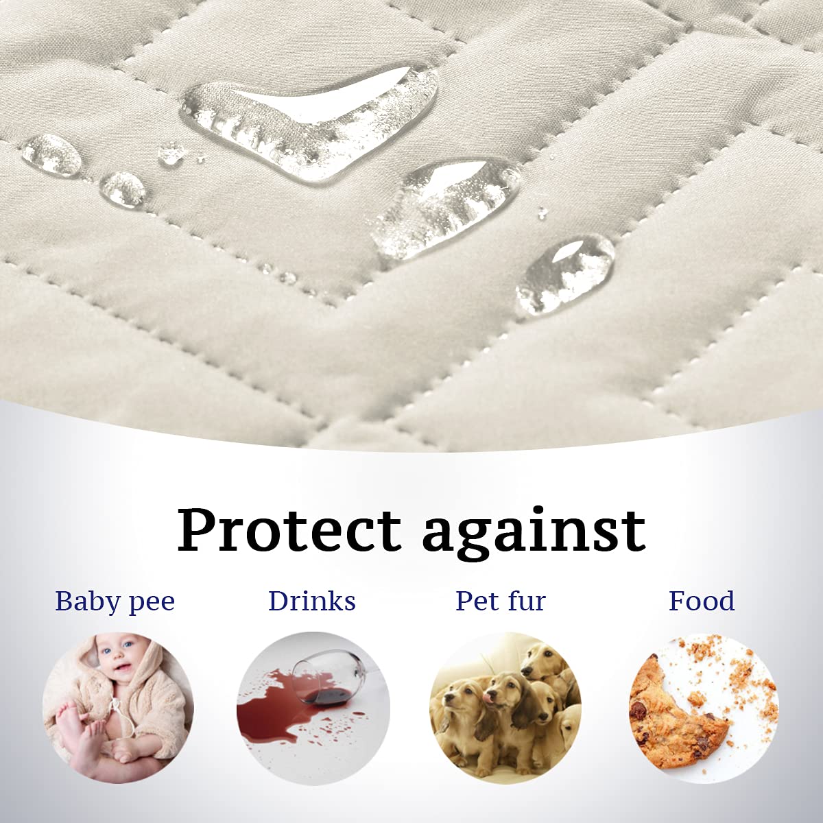 PrimeBeau Reversible Armchair Protector Slipcover Water Resistant Anti-Slip Couch Cover with Elastic Straps, Pets Protection, Stylish Decor, Easy Care