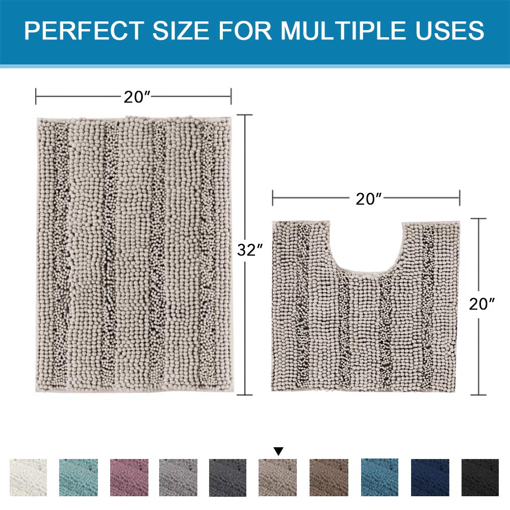 PrimeBeau U Sharp Stripe Bath Rug Contour Set