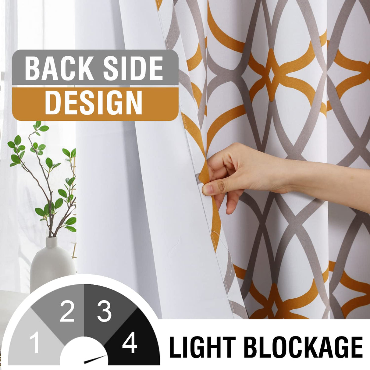 PrimeBeau GEO Pattern Blackout Curtains 2 Panels Set