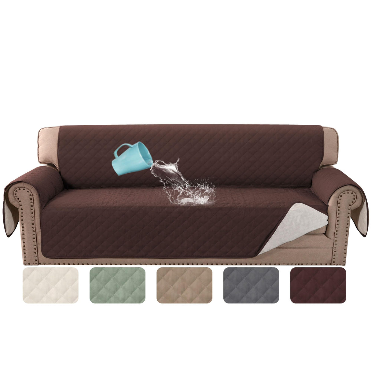 PrimeBeau 100% Waterproof Sofa and Oversize Sofa Slipcover Furniture Protector for Pets Kids with Non-Skid Backing, Unique Decor and Easy Care