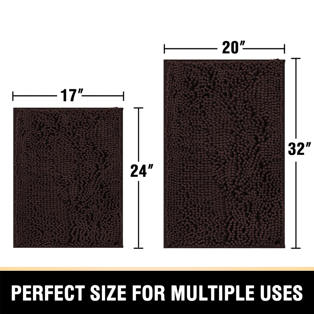 PrimeBeau Luxury Chenille U Shaped Bathroom Rug Sets -Absorbent,Washable,Dry Fast Area Carpet Mats 2 Pieces