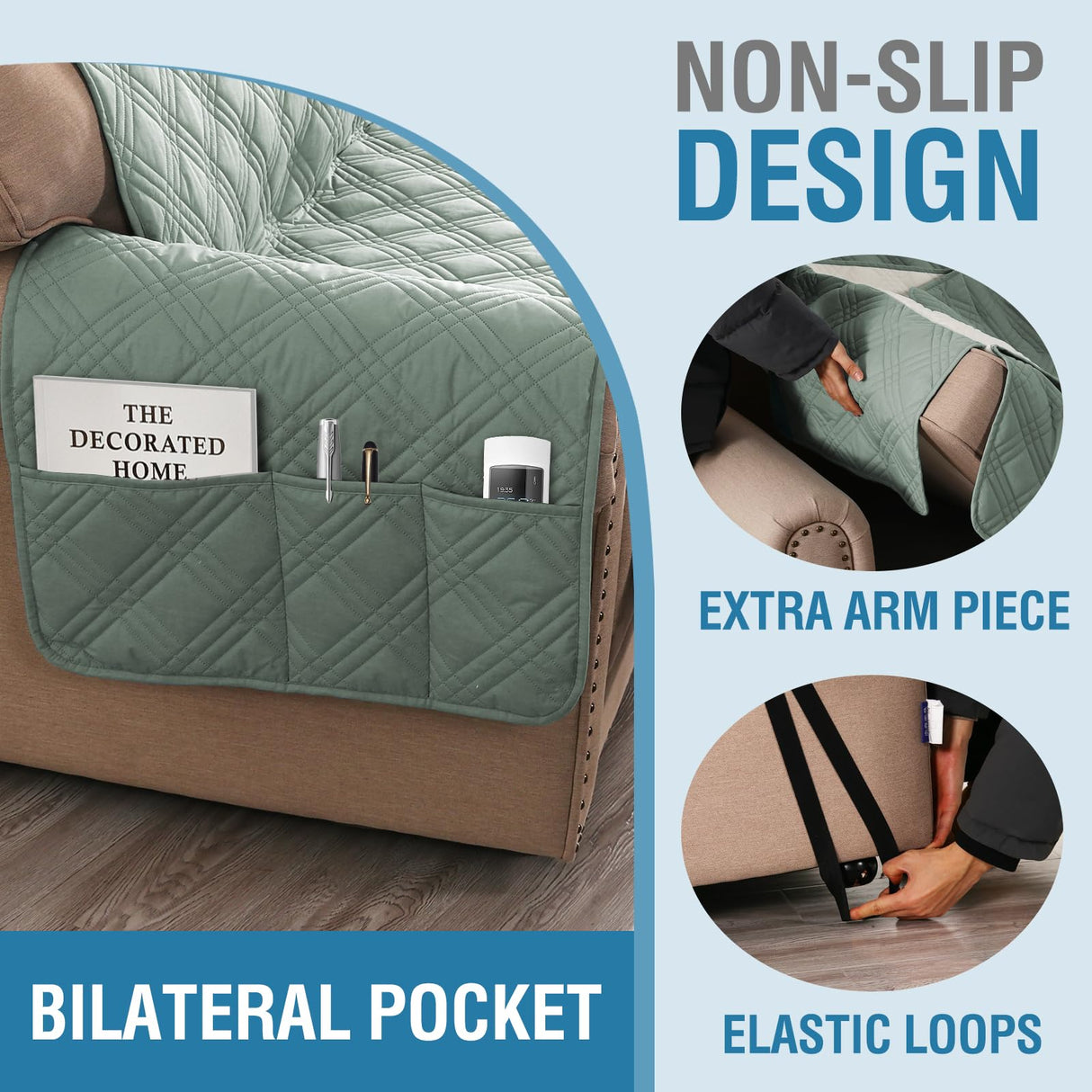 PrimeBeau 100% Waterproof Sofa Covers Washable,Thick Soft Couch Cover for Dogs with Elastic Straps (Sofa & Oversize Sofa, Diamond Shape)