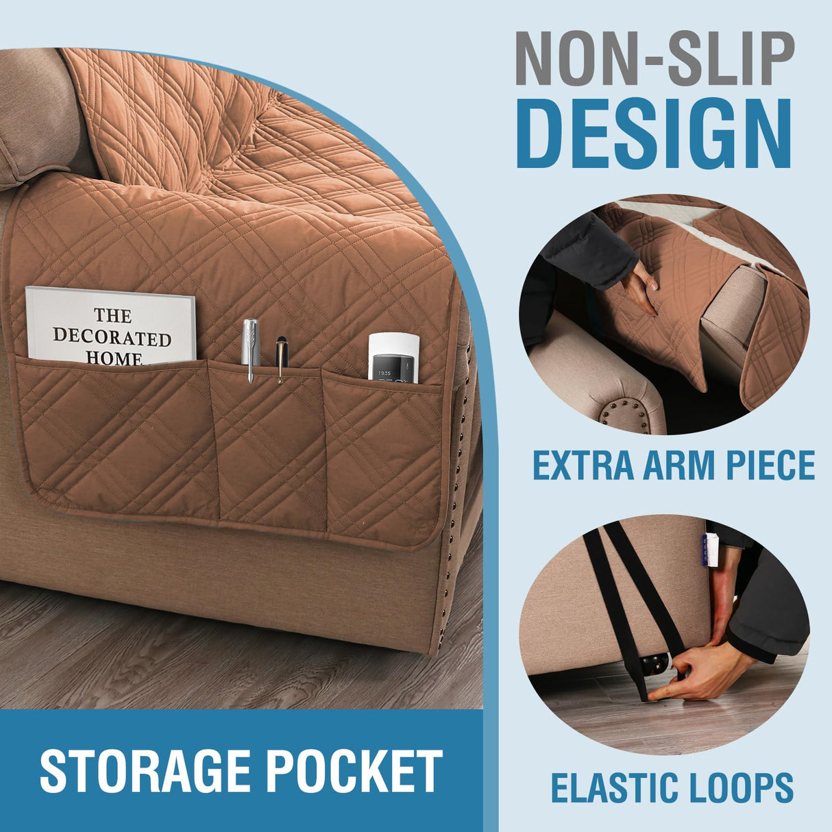 PrimeBeau 100% Waterproof Armchair Covers Washable,Thick Soft Couch Cover for Dogs with Elastic Straps (Armchair, Diamond Shape)