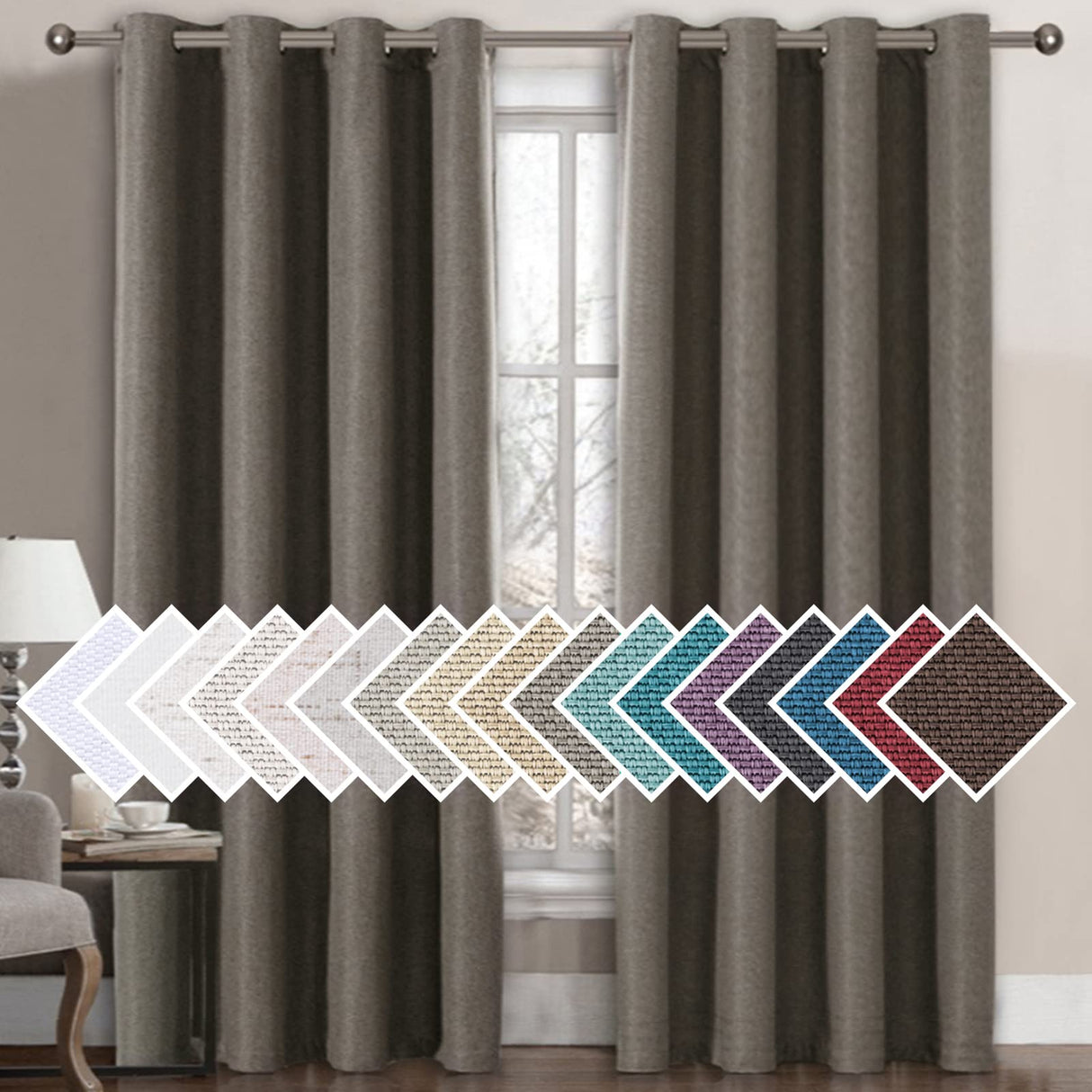 PrimeBeau Faux Linen Room Darkening Curtain , Sold by 1 Panel, Long
