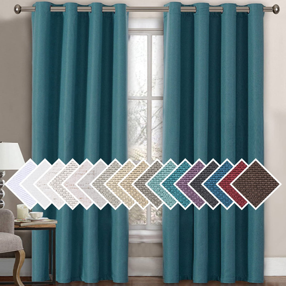 PrimeBeau Faux Linen Room Darkening Curtain , Sold by 1 Panel, Long
