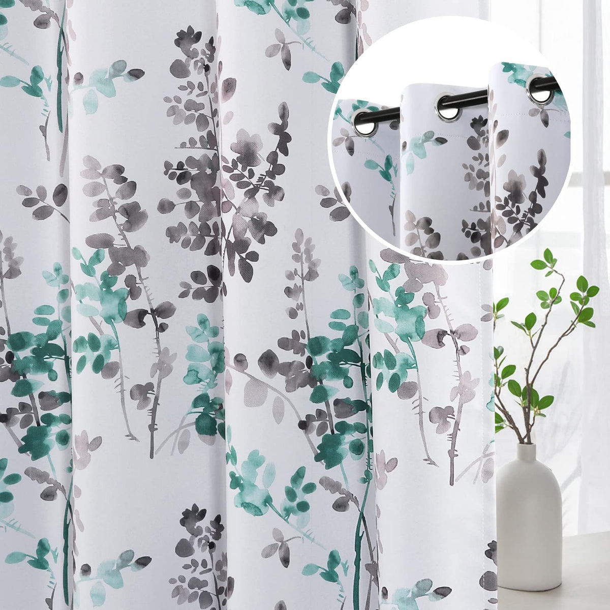 H.Versailtex 2 Panels Vintage Classical Floral Printing Room Darkening Thermal Curtains