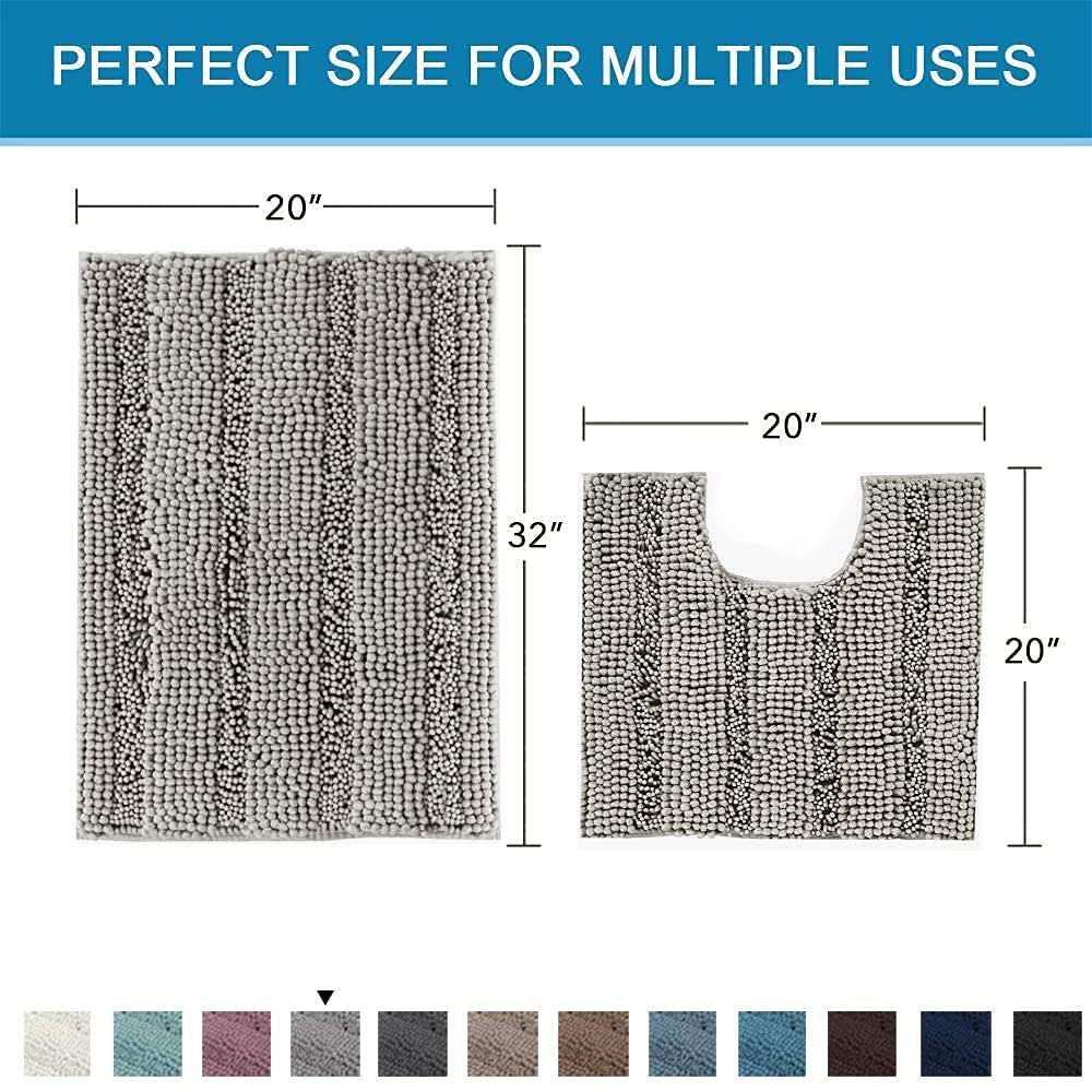 PrimeBeau U Sharp Stripe Bath Rug Contour Set