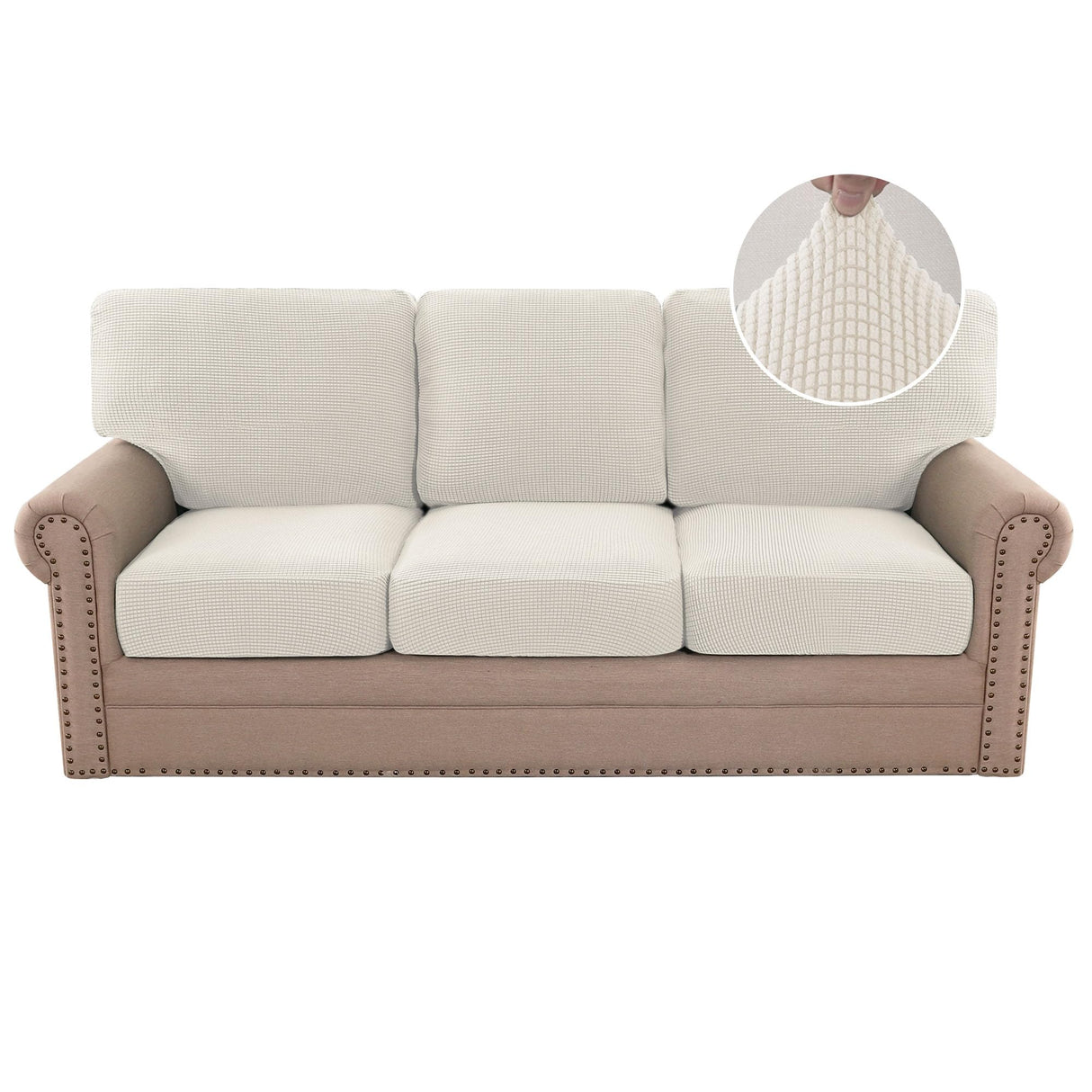 PrimeBeau 2024 New Trend Multi-Pieces Sofa Covers Stretch Couch Covers Form Fitted Seats and Back Cushions Covers (3 Seat Covers Plus 3 Back Cusion Covers, Bonus 2 Armrest Covers)