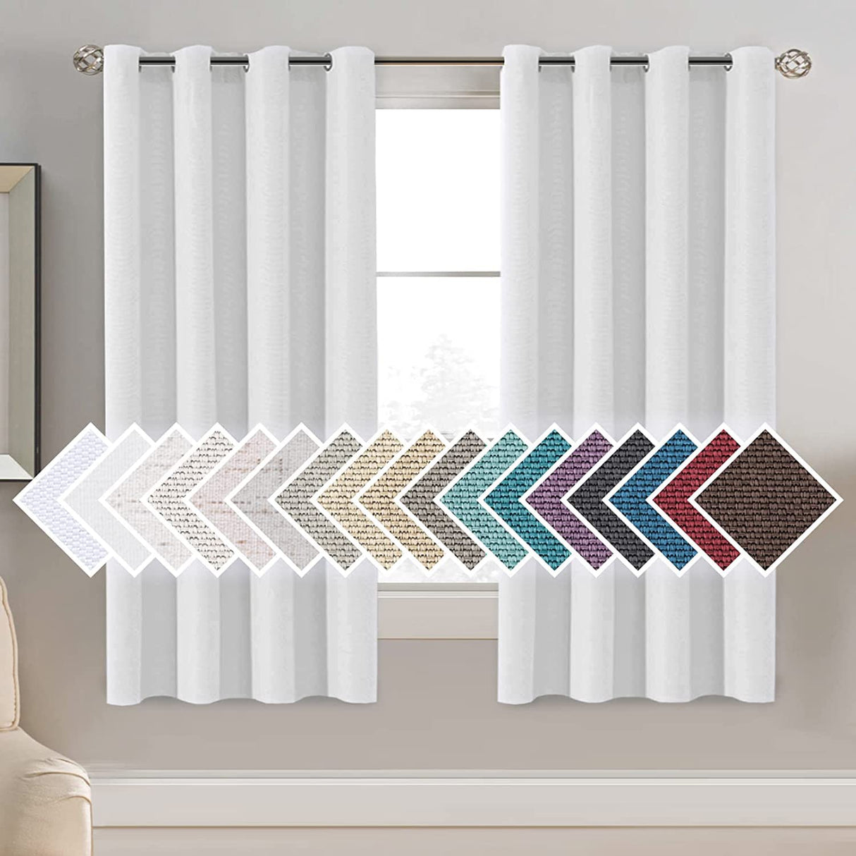 PrimeBeau Faux Linen Room Darkening Blackout Curtain Sold by 1 Panel, Short