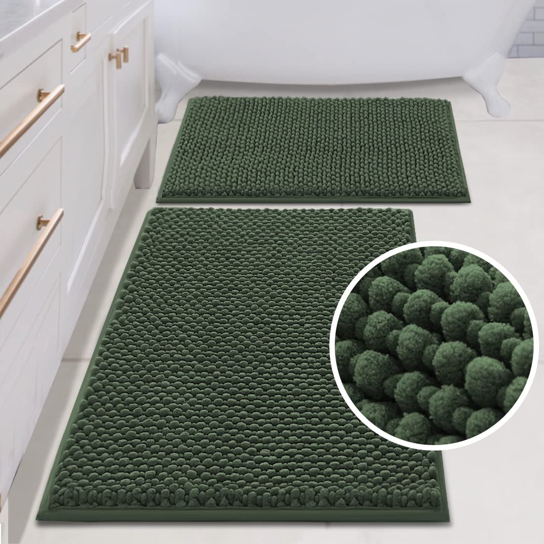 PrimeBeau Bath Mat Bathroom Rugs Sets Plush Water Absorbent Non Skid Mats for Bathroom Kitchen/Living Room (Set of 2)