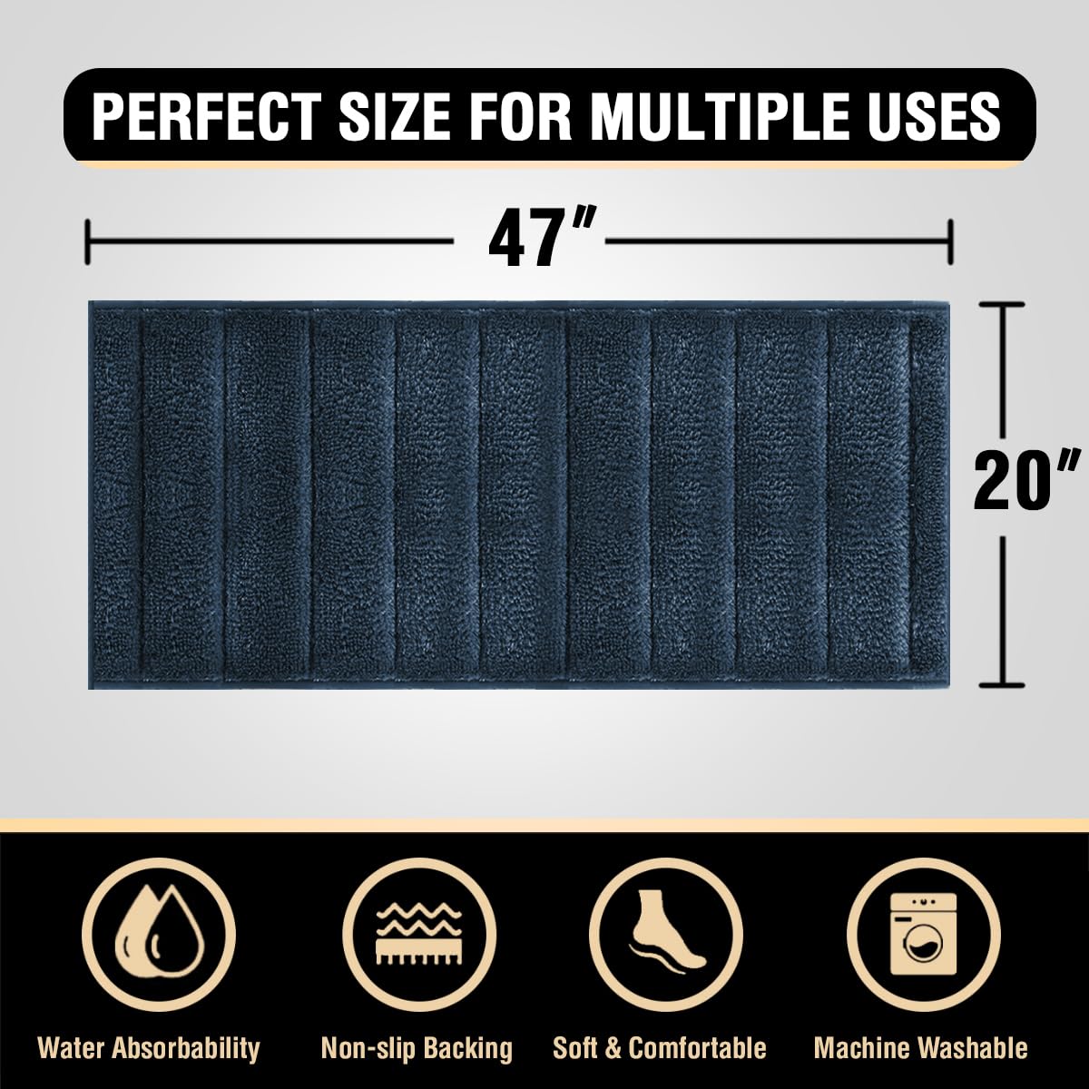 PrimeBeau Bathroom Rugs Thick Velvet Bath Mat - Super Soft, Absorbent, Non-Slip, Washable, 1 Piece