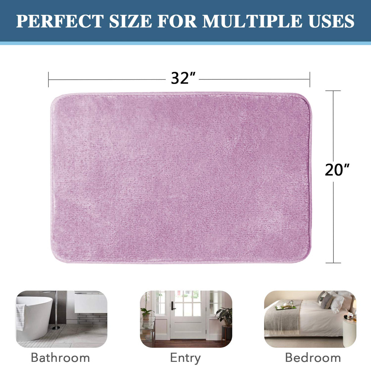 PrimeBeau Luxurious Memory Foam Bath Mat - Super Soft Microfiber Rugs, Water Absorbent, Machine Washable (1 Piece)