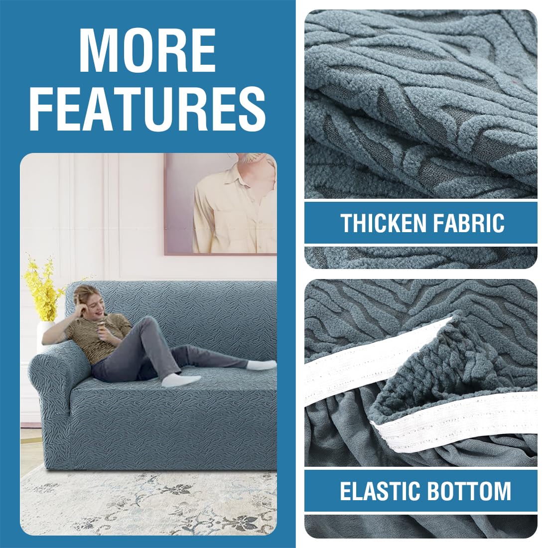 PrimeBeau Leopard Pattern Jacquard Couch Covers for 3 Cushion Couch