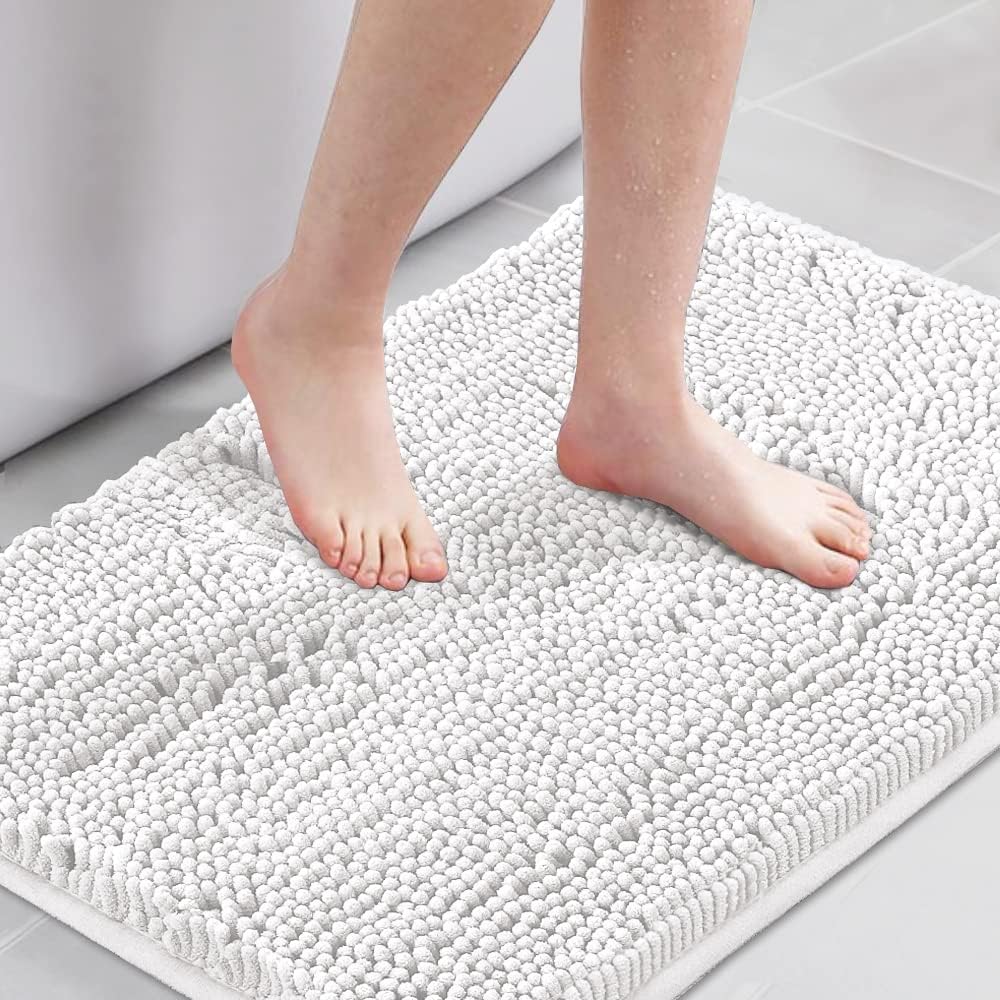 H.Versailtex 1 Piece Bath Mat Non Slip Chenille Bath Mats for Bathroom