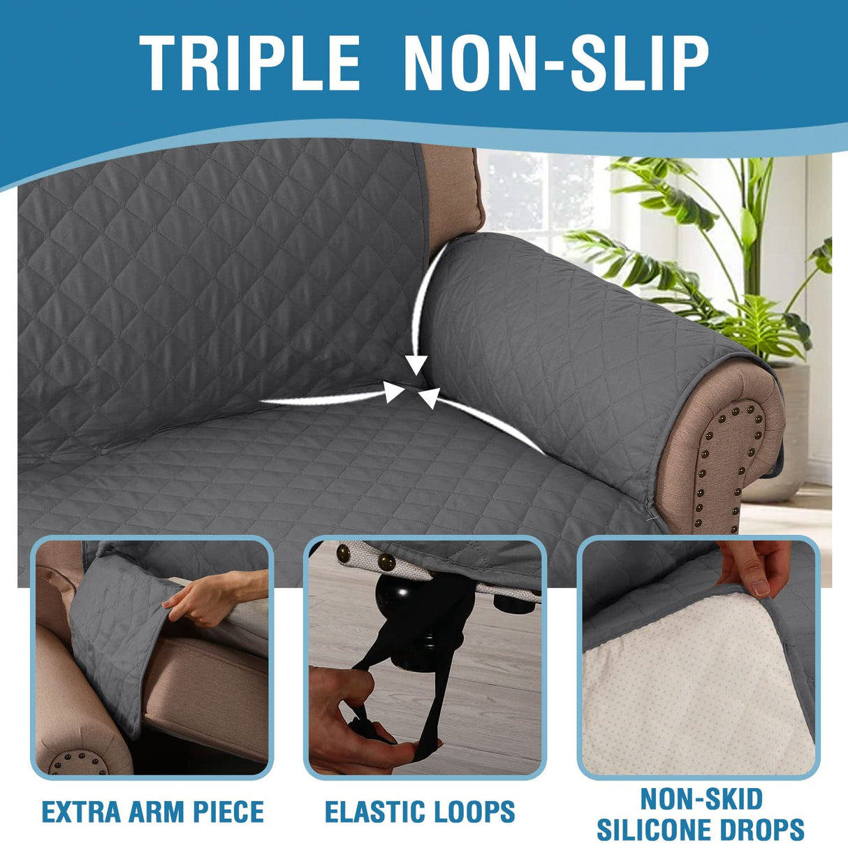 PrimeBeau 100% Waterproof Loveseat Slipcover Furniture Protector for Pets Kids with Non-Skid Backing, Unique Decor and Easy Care