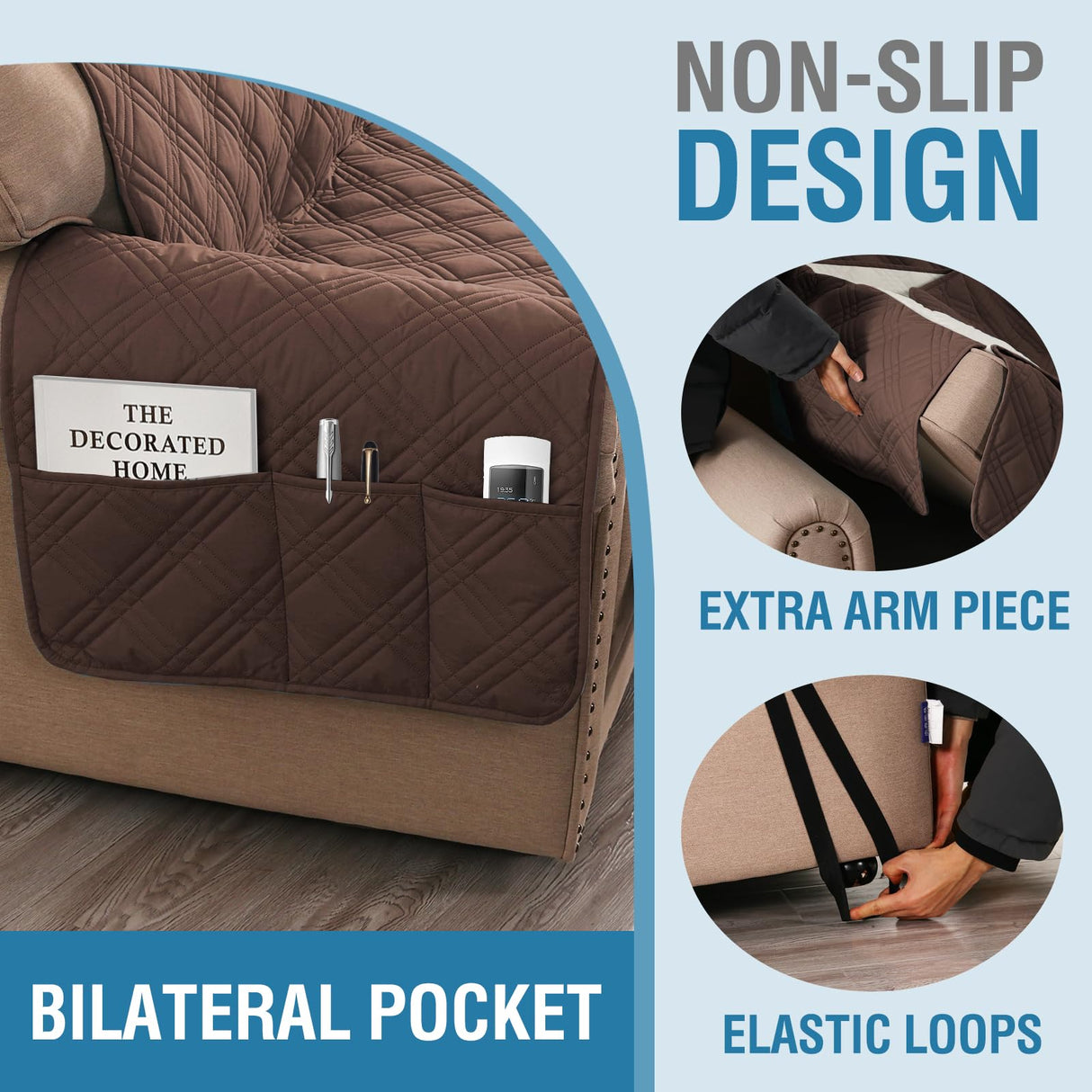 PrimeBeau 100% Waterproof Loveseat Covers Washable,Thick Soft Couch Cover for Dogs with Elastic Straps (Loveseat, Diamond Shape)