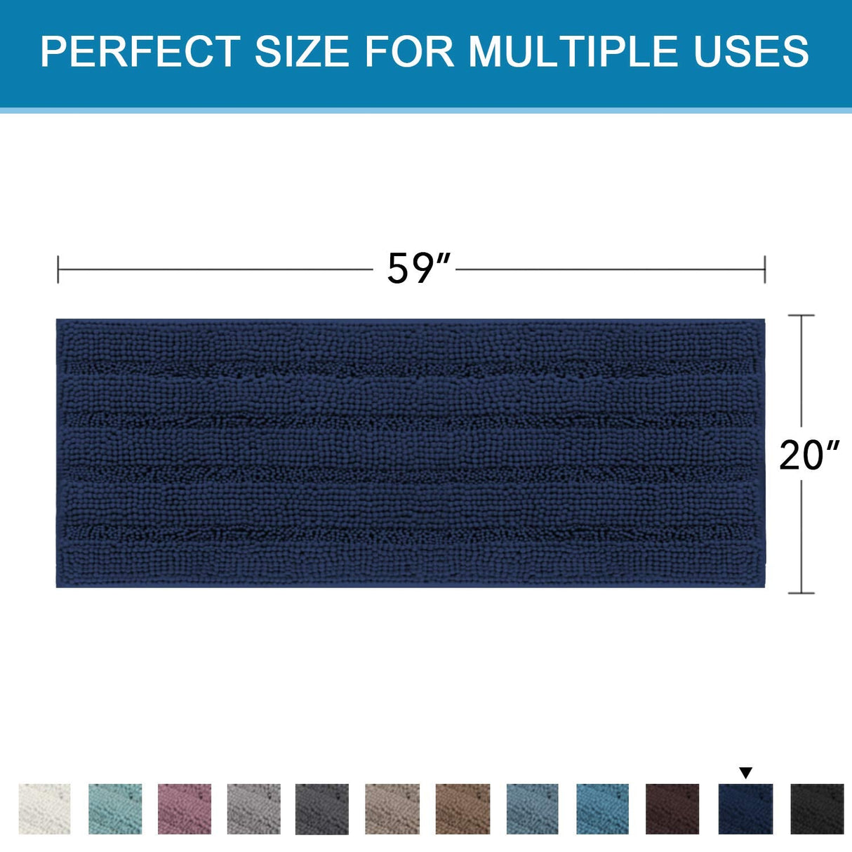 PrimeBeau Luxury Chenille Striped Bath Mats Set | Ultra Thick & Absorbent Non Slip Rugs 59“ x 20"