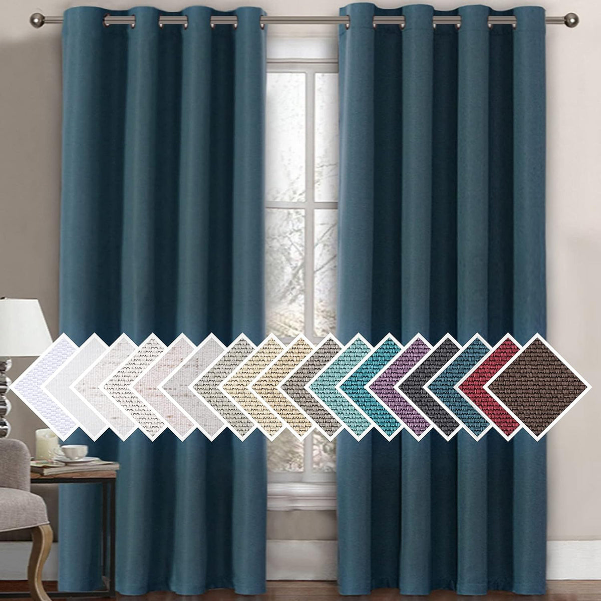 H.Versailtex 1 Panel Linen Blackout Thermal Insulated Grommet Curtain