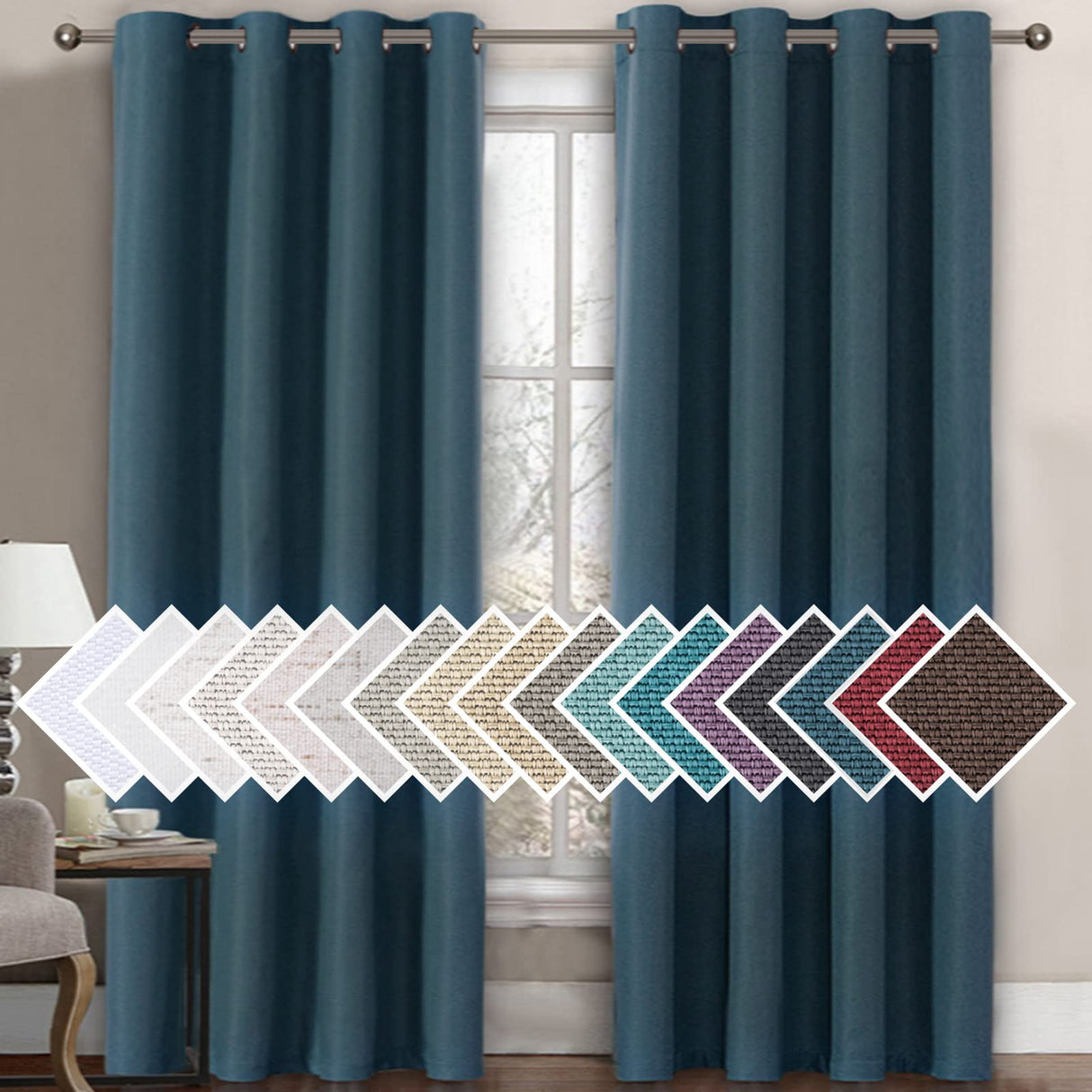 PrimeBeau Faux Linen Room Darkening Curtain , Sold by 1 Panel, Long