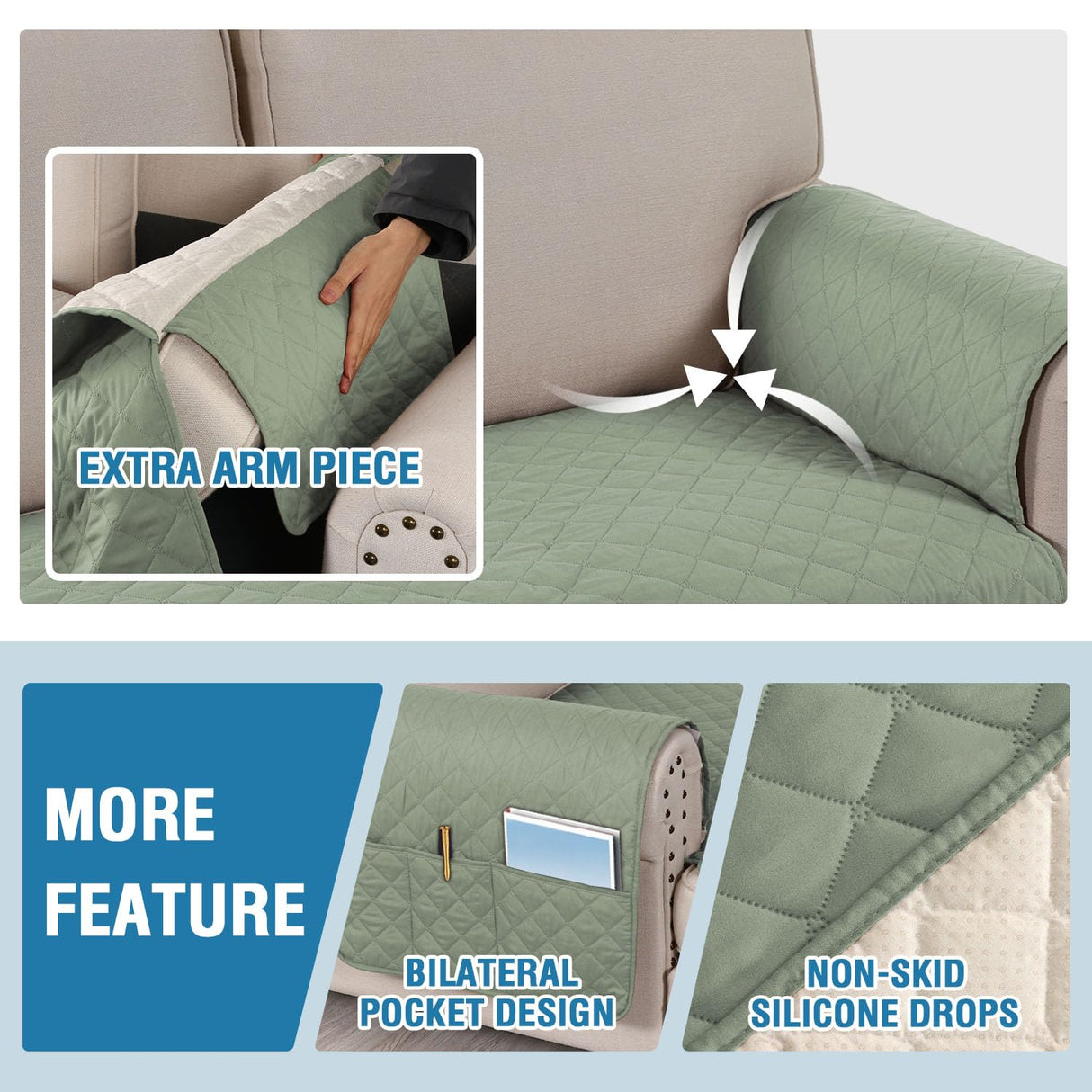 PrimeBeau 2 Piece L Shaped Couch Covers for Sectional Sofa Couch Cover with Chaise Lounge 100% Waterproof Furniture Covers for Pets