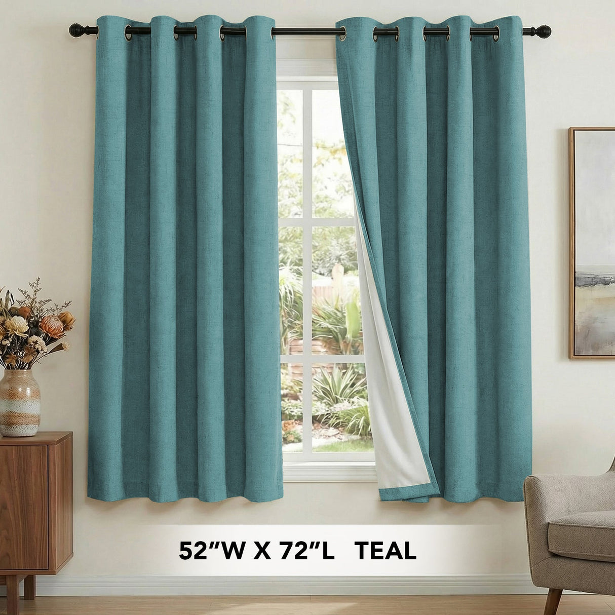 H.Versailtex Premium 100% Blackout Curtains Thermal Insulated White Liner Grommet Top Sold by 2 Panel