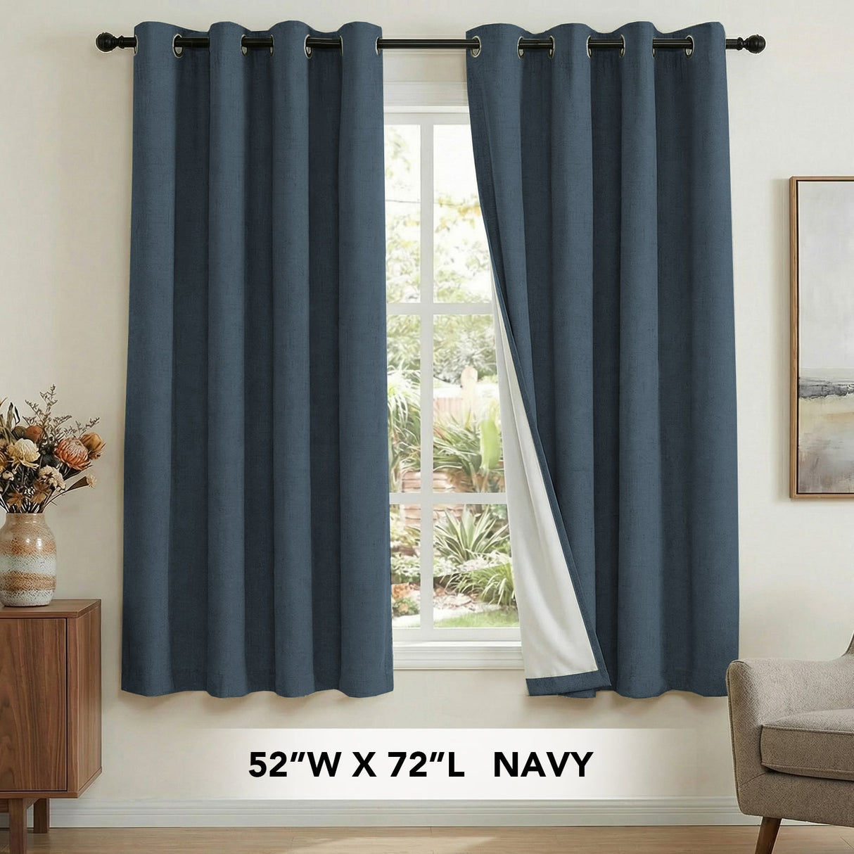 H.Versailtex Premium 100% Blackout Curtains Thermal Insulated White Liner Grommet Top Sold by 2 Panel