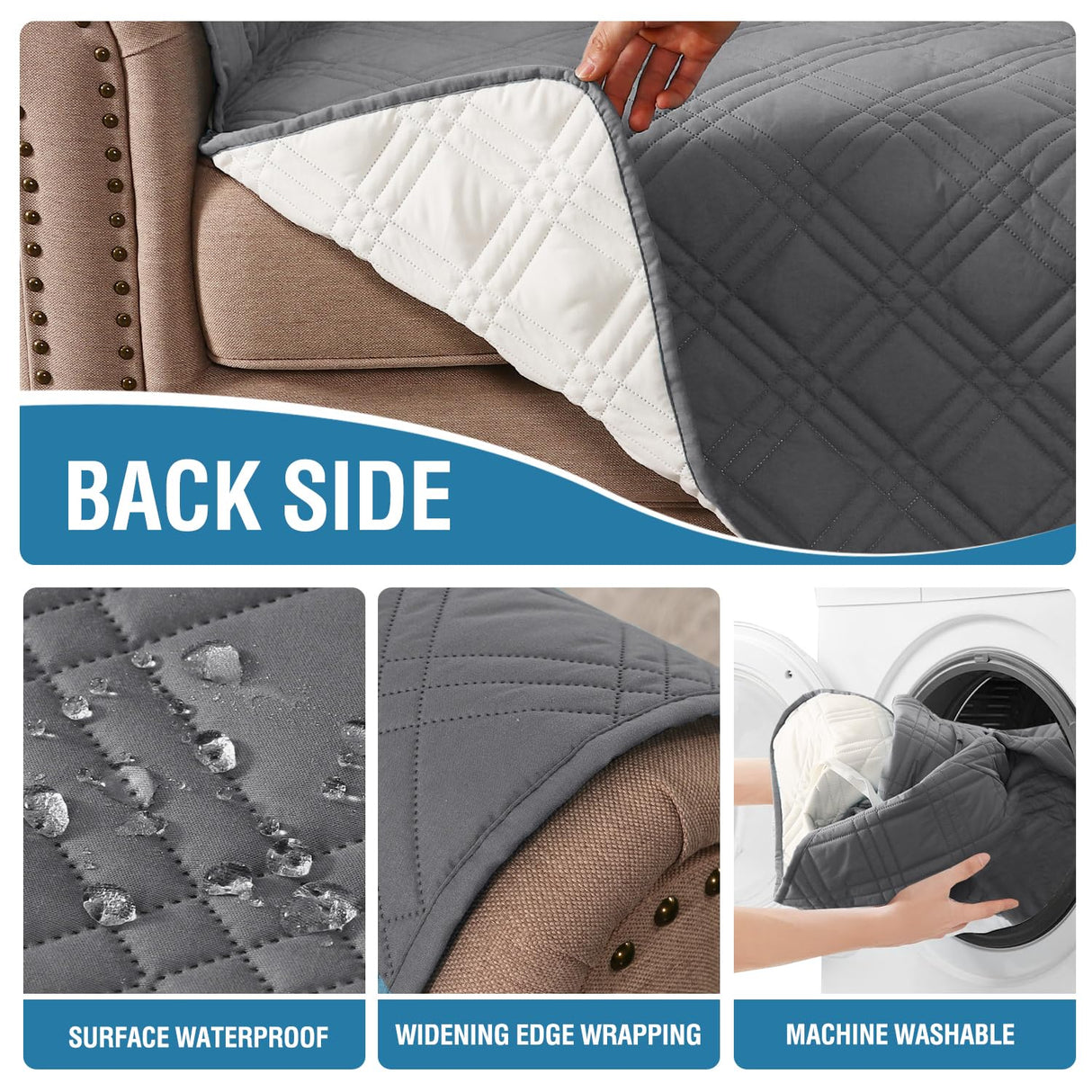 PrimeBeau 100% Waterproof Loveseat Covers Washable,Thick Soft Couch Cover for Dogs with Elastic Straps (Loveseat, Diamond Shape)