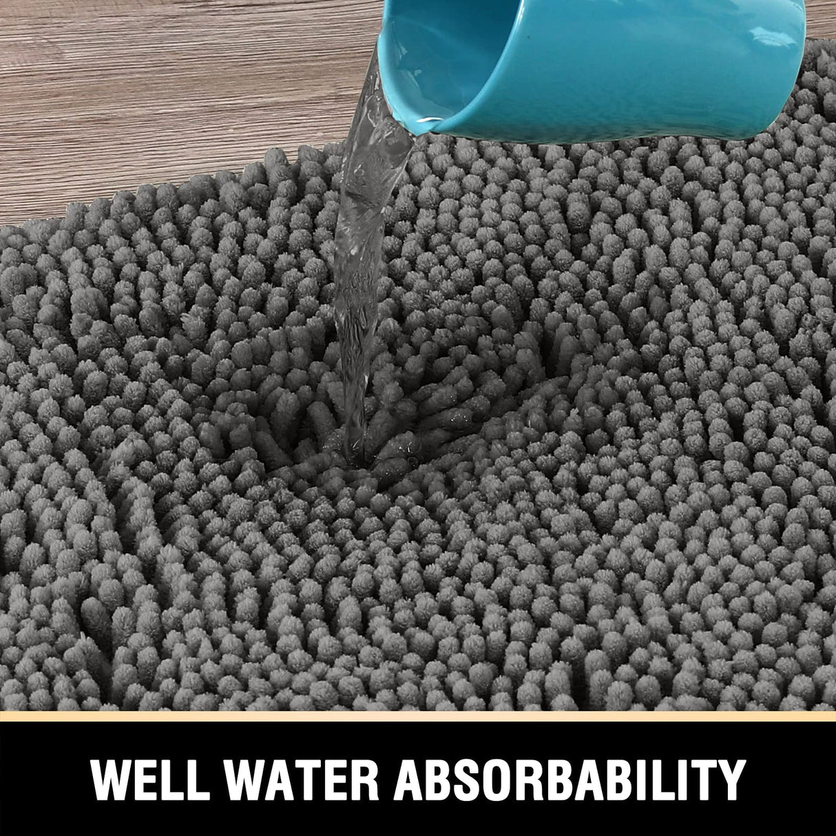 PrimeBeau Curved Bath Mat Luxury Chenille Extra Soft Absorbent Non Slip Quick Dry 16x33 (1 Piece)