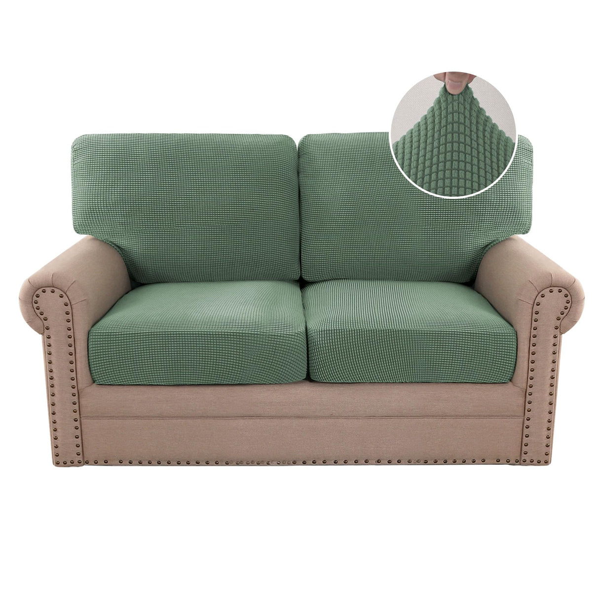 PrimeBeau 2024 New Trend Multi-Pieces Sofa Covers Stretch Couch Covers Form Fitted Seats and Back Cushions Covers (2 Seat Covers Plus 2 Back Cusion Covers, Bonus 2 Armrest Covers)