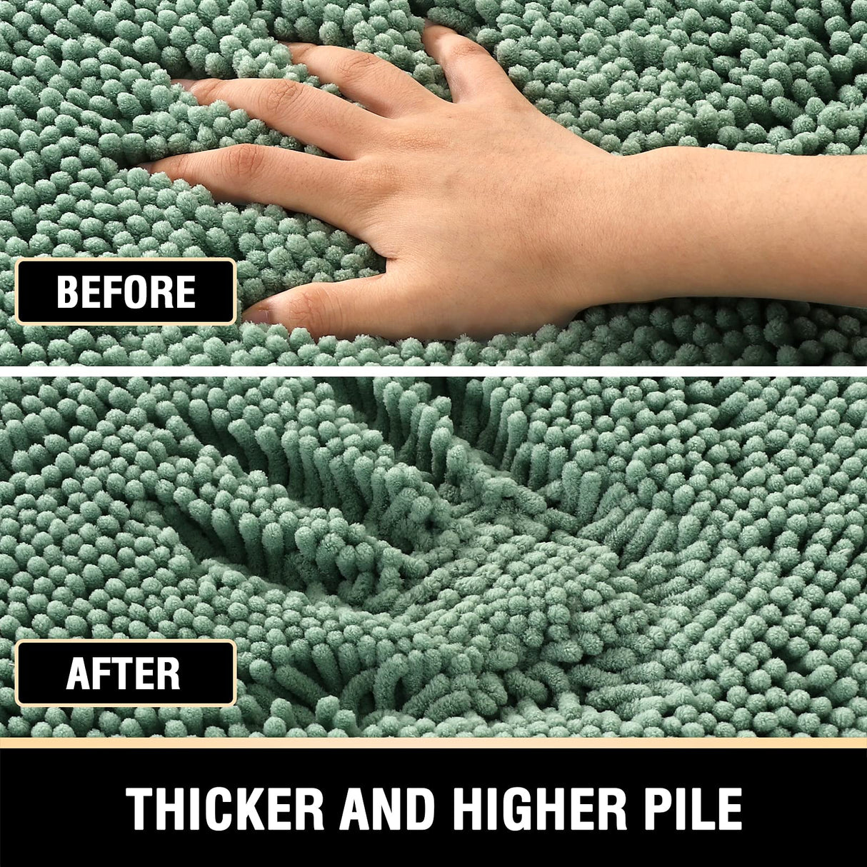 PrimeBeau Curved Bath Mat Luxury Chenille Extra Soft Absorbent Non Slip Quick Dry 16x33 (1 Piece)