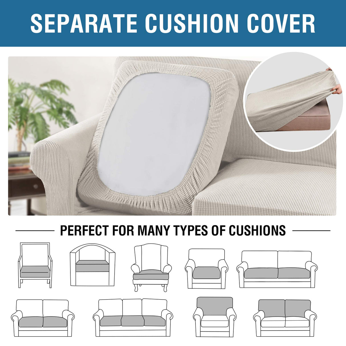PrimeBeau Thicker Jacquard Fabric 3 Pieces Loveseat & Oversize Loveseat Covers for 2 Cushion Sofa Couch Slipcovers (Base Cover Plus 2 Seat Cushion Covers)
