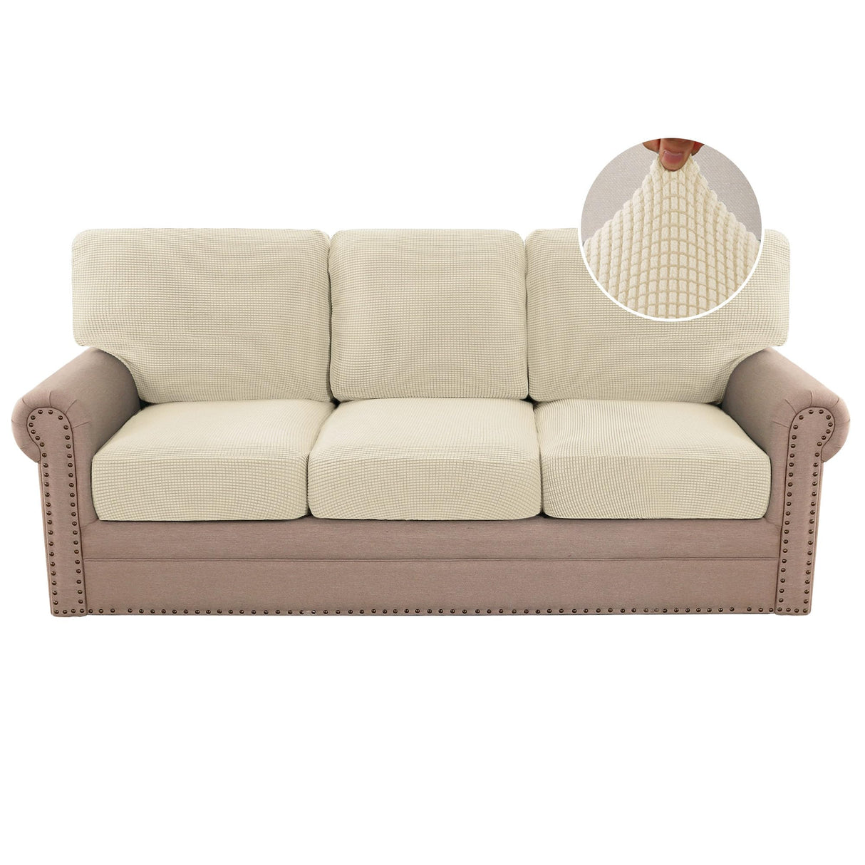 PrimeBeau 2024 New Trend Multi-Pieces Sofa Covers Stretch Couch Covers Form Fitted Seats and Back Cushions Covers (3 Seat Covers Plus 3 Back Cusion Covers, Bonus 2 Armrest Covers)