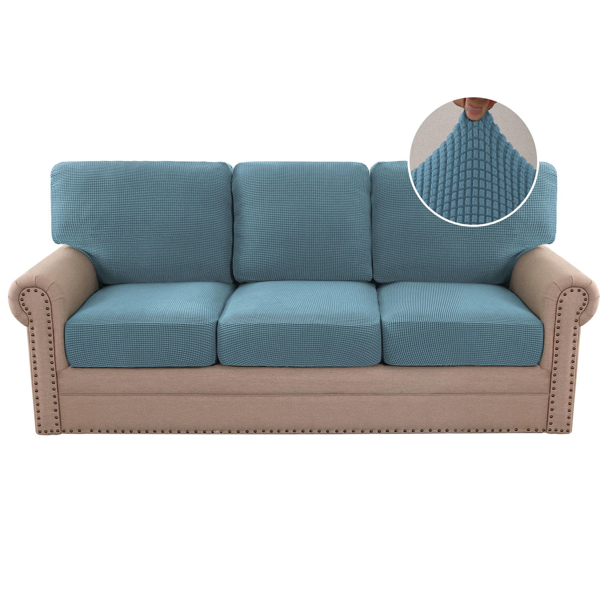 PrimeBeau 2024 New Trend Multi-Pieces Sofa Covers Stretch Couch Covers Form Fitted Seats and Back Cushions Covers (3 Seat Covers Plus 3 Back Cusion Covers, Bonus 2 Armrest Covers)