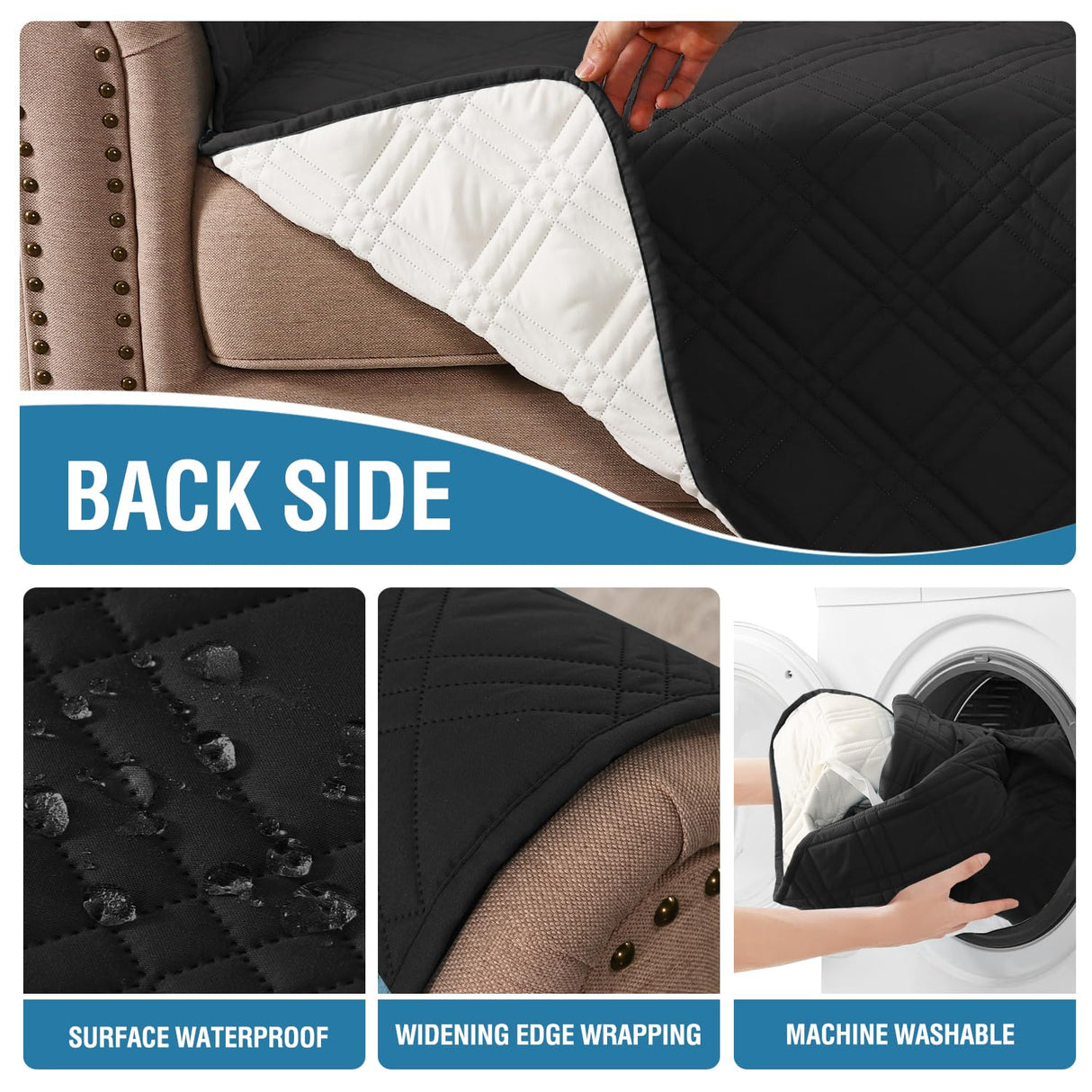 PrimeBeau 100% Waterproof Armchair Covers Washable,Thick Soft Couch Cover for Dogs with Elastic Straps (Armchair, Diamond Shape)