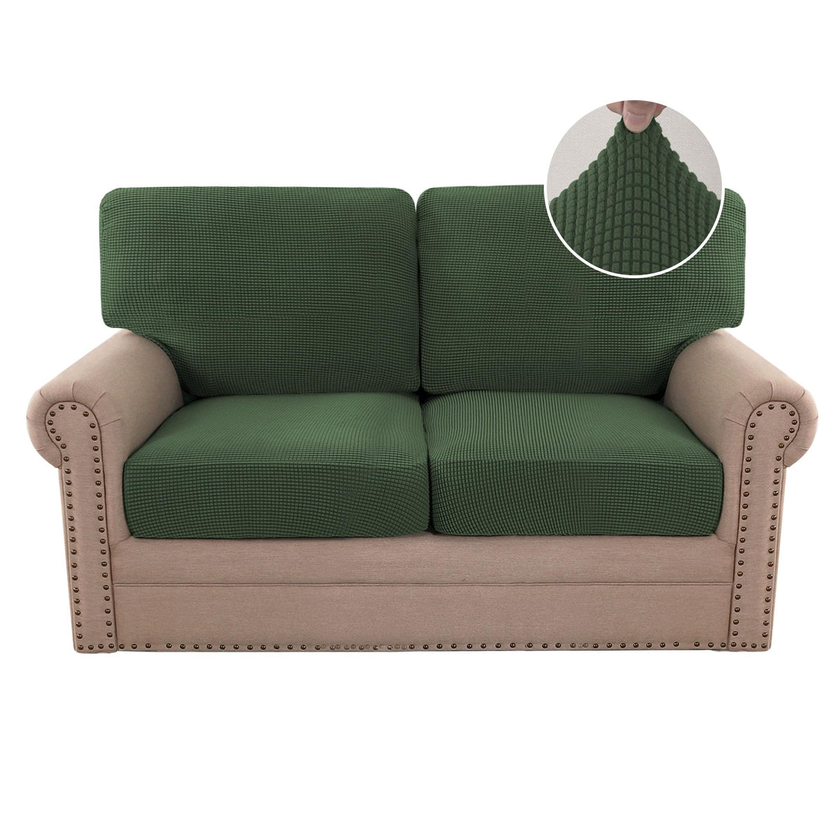 PrimeBeau 2024 New Trend Multi-Pieces Sofa Covers Stretch Couch Covers Form Fitted Seats and Back Cushions Covers (2 Seat Covers Plus 2 Back Cusion Covers, Bonus 2 Armrest Covers)