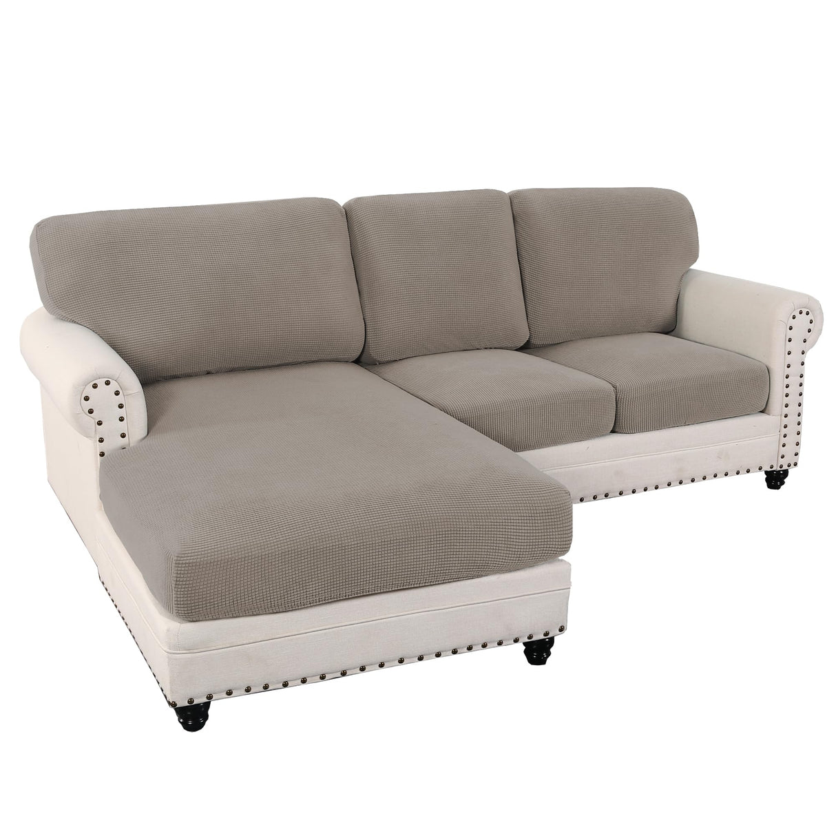 PrimeBeau 2024 New Sectional Couch Covers 6 Pieces Stretch Sofa Cover for Sectional Sofa Set Separate L Shaped Couch Cover for Both Left/Right Couch (Seat and Back: 1 Chaise for Loveseat)